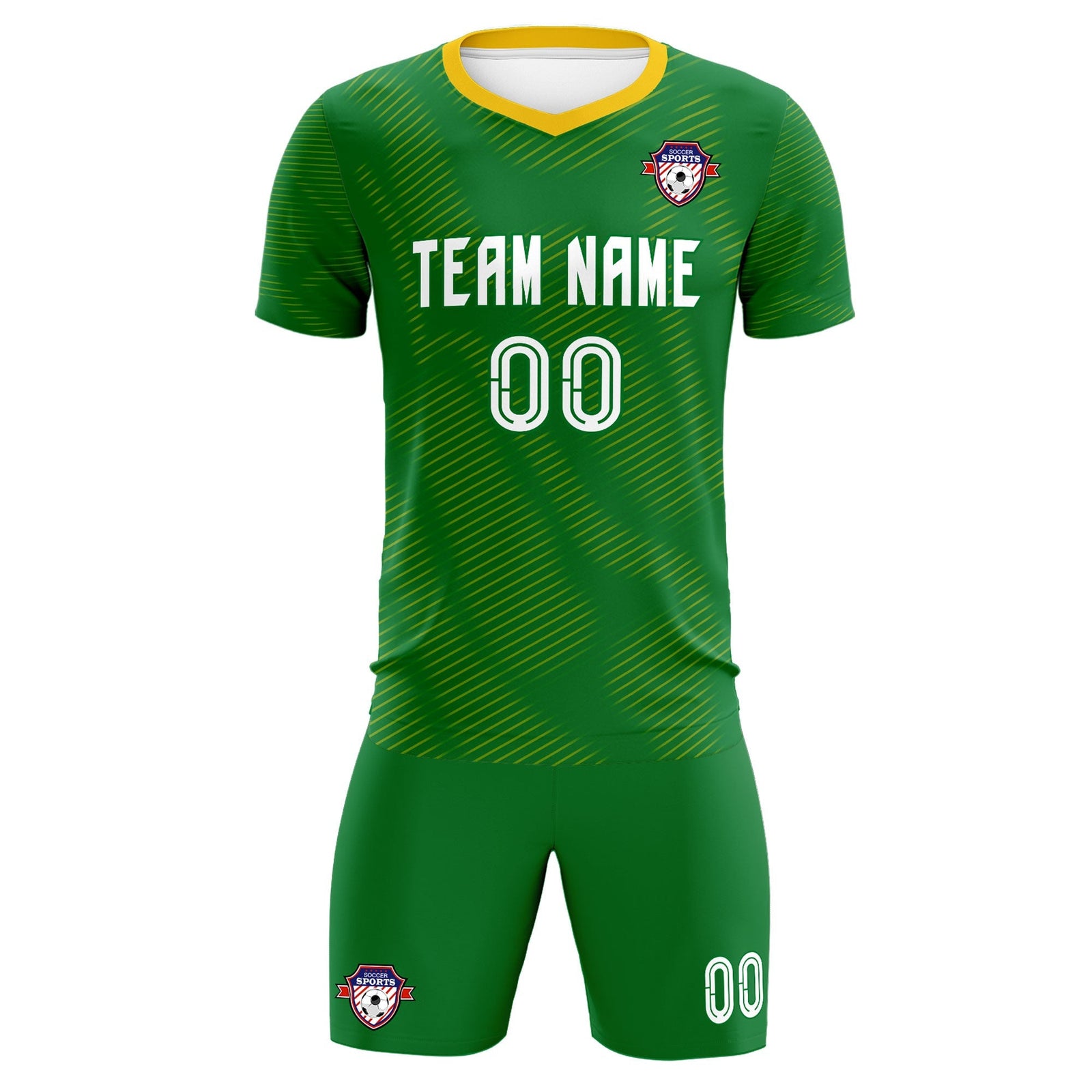 Custom Kelly Green Yellow Training Uniform For Men Soccer Sets Jersey