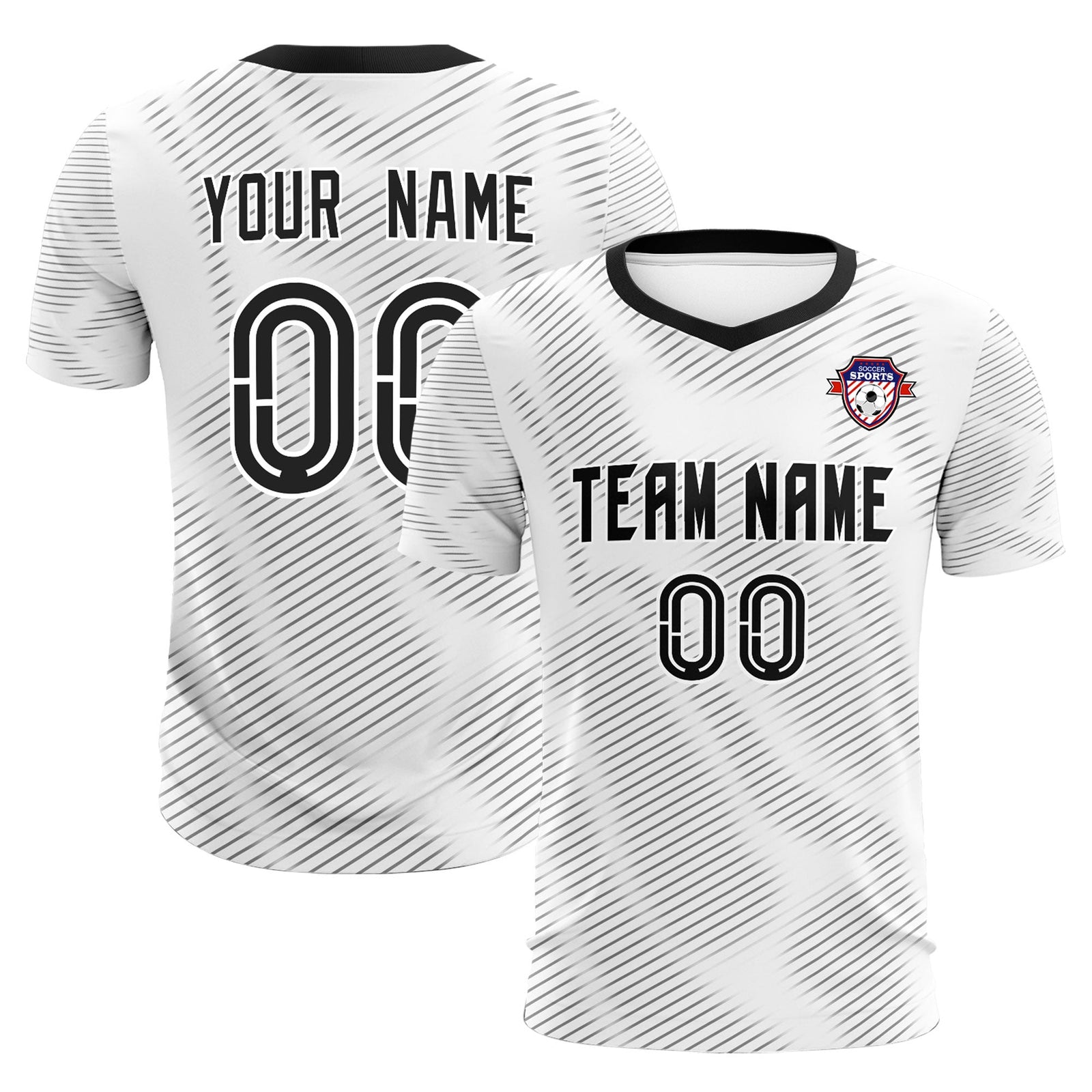 Custom White Black Training Uniform For Men Soccer Sets Jersey