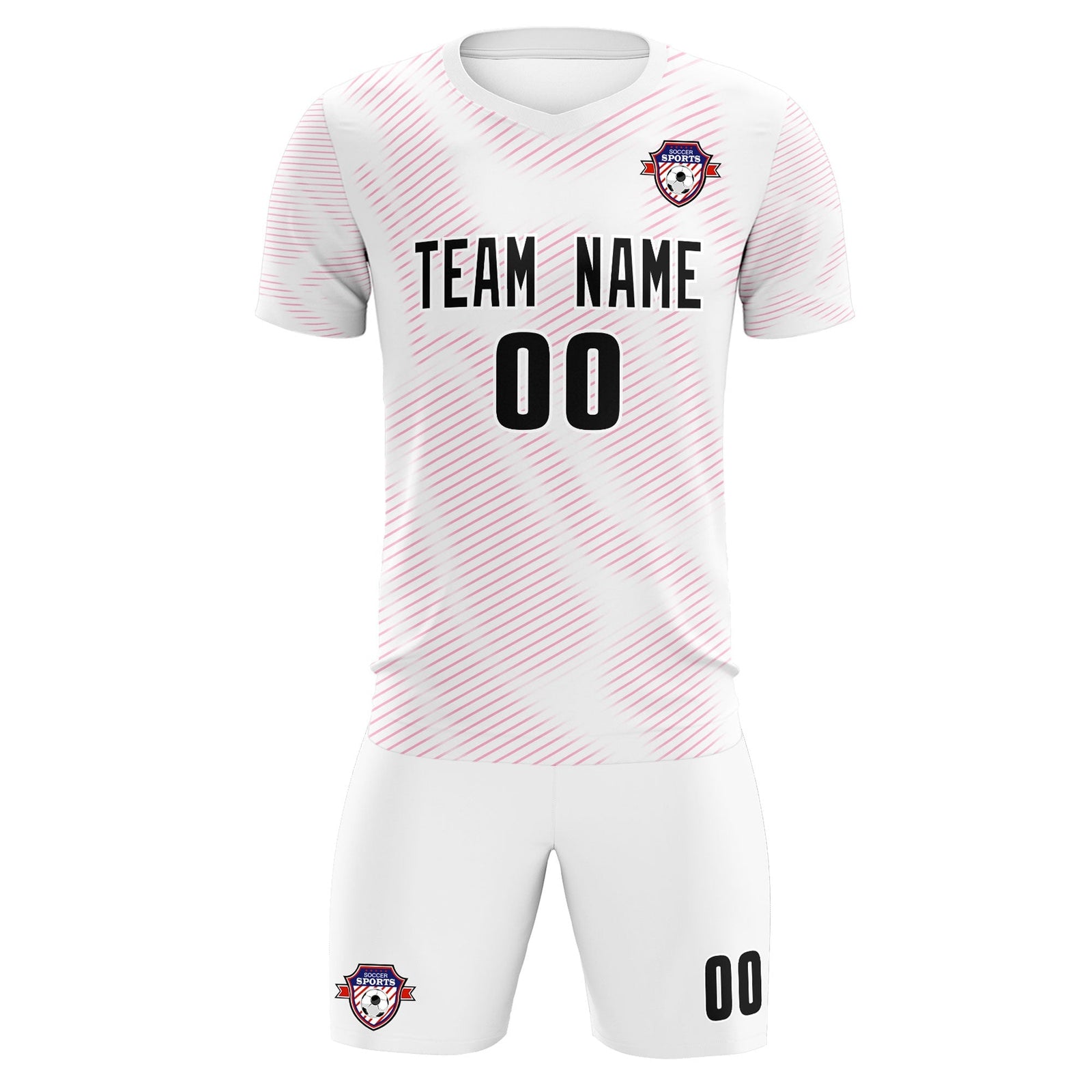 Custom White Pink Training Uniform For Men Soccer Sets Jersey