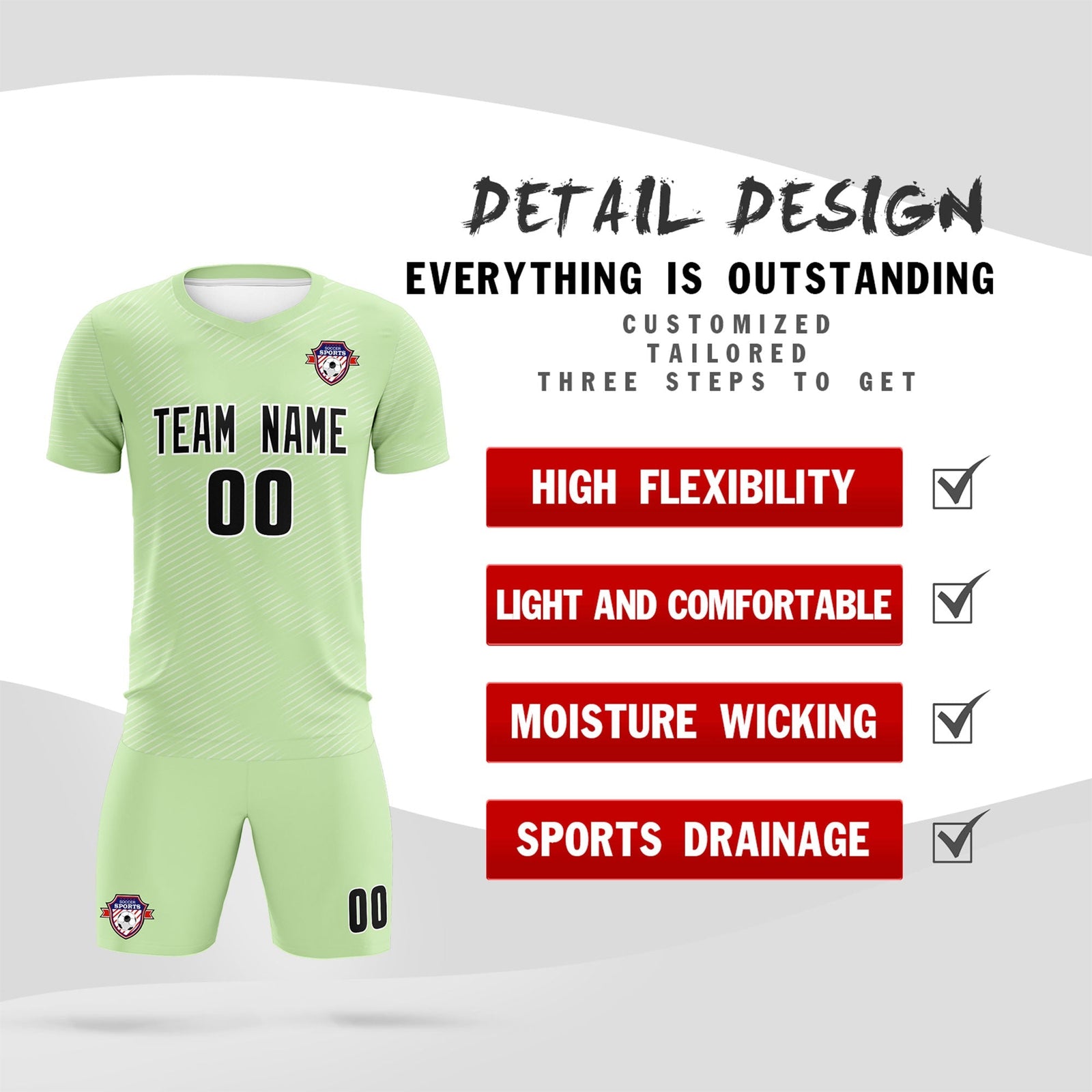 Custom Green White Training Uniform For Men Soccer Sets Jersey