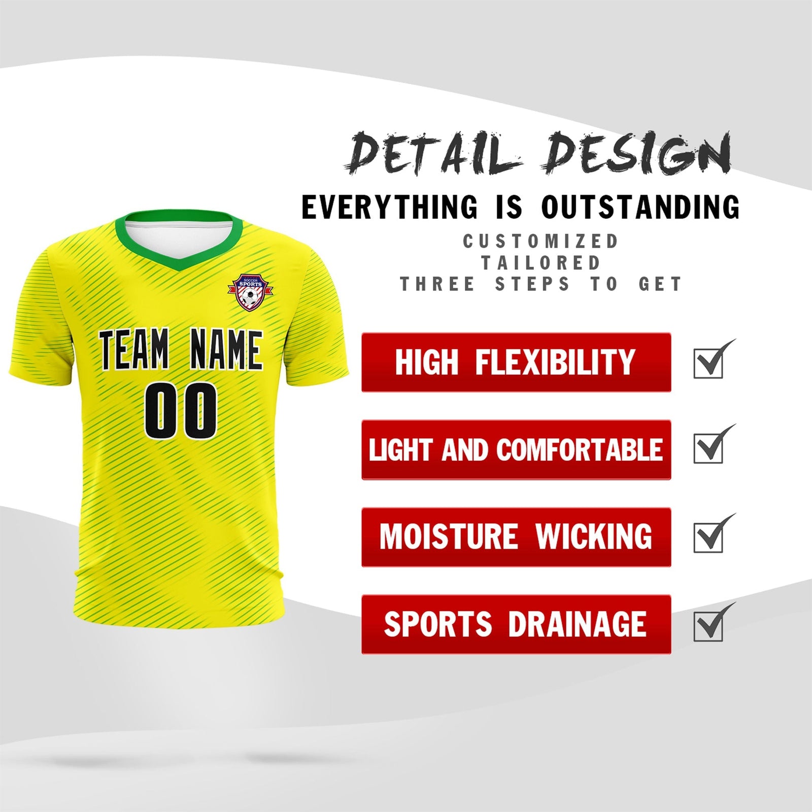 Custom Gold Kelly Green Training Uniform For Men Soccer Sets Jersey