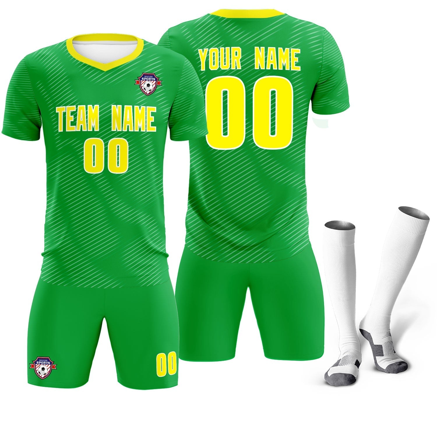 Custom Kelly Green Gold Training Uniform For Men Soccer Sets Jersey