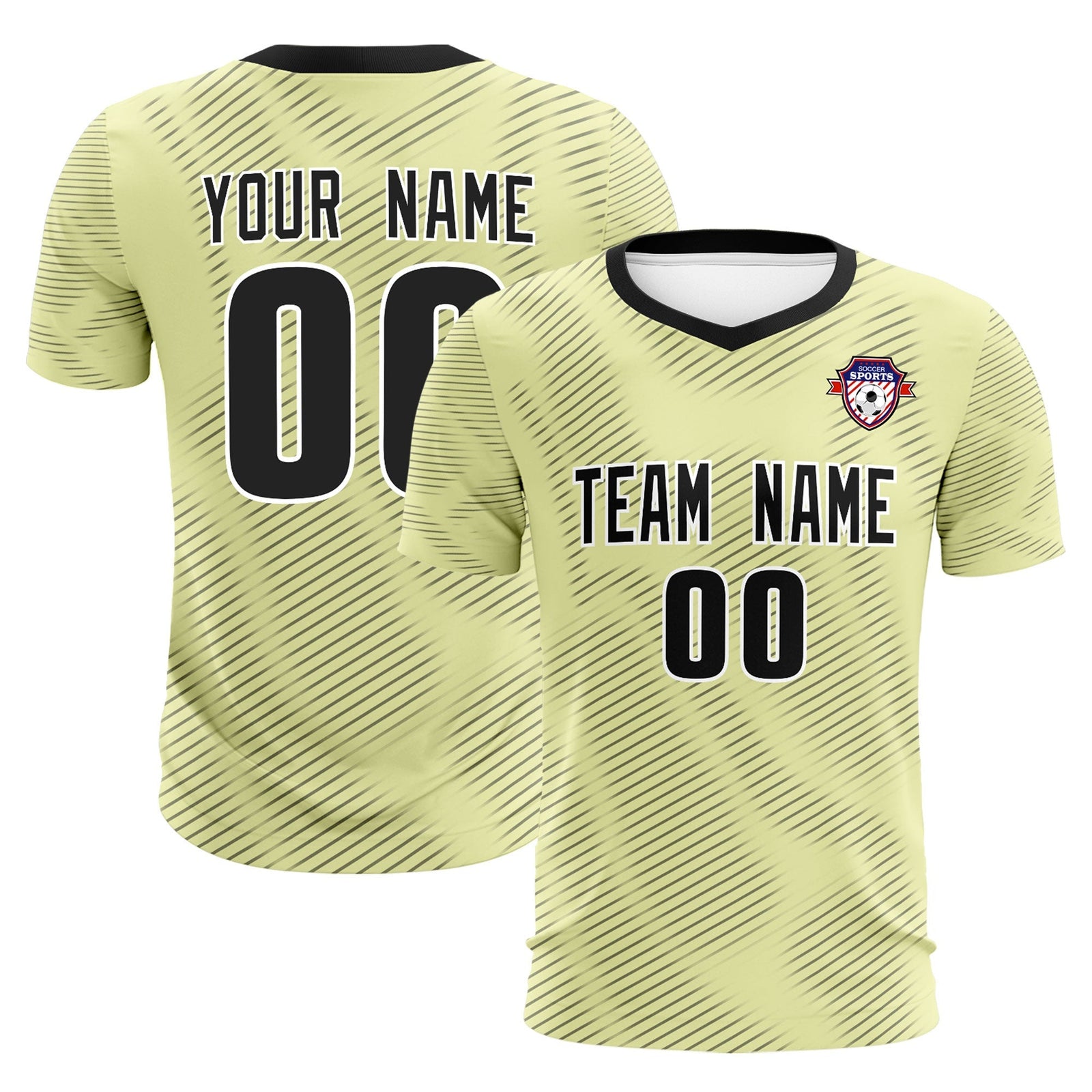Custom Cream Black Training Uniform For Men Soccer Sets Jersey
