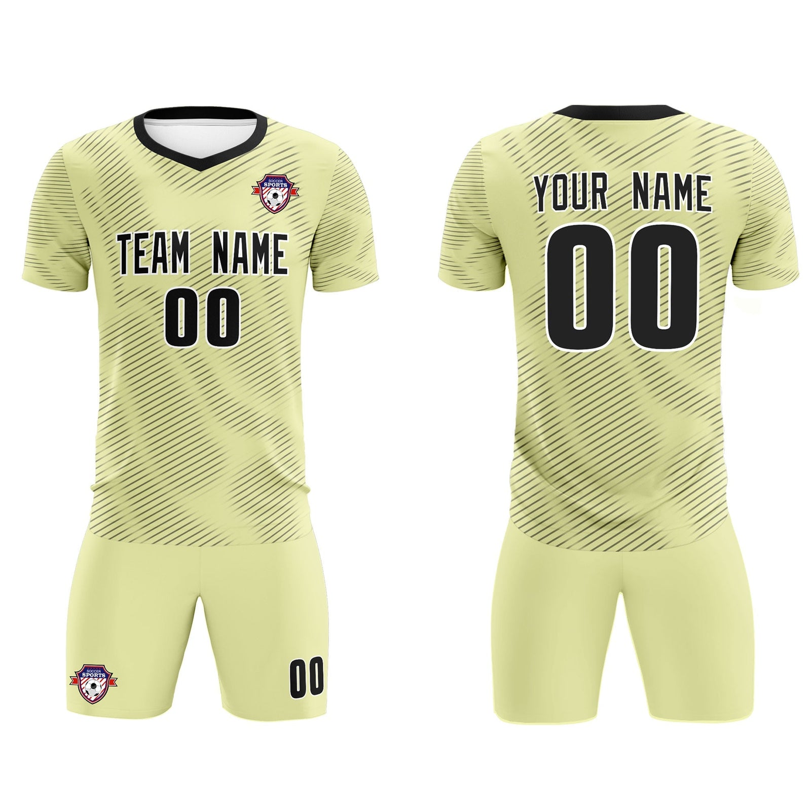 Custom Cream Black Training Uniform For Men Soccer Sets Jersey