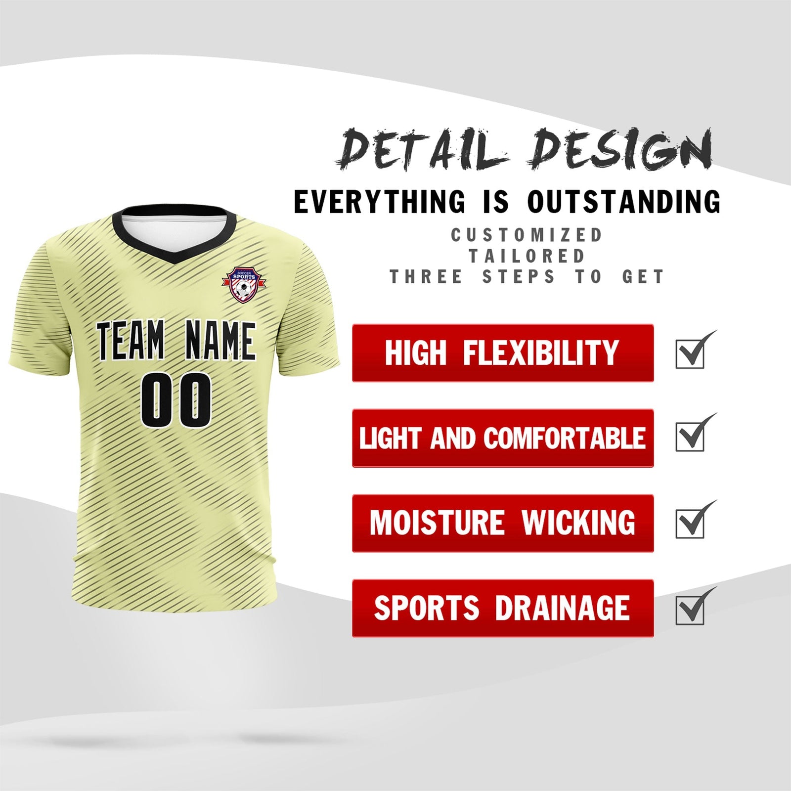 Custom Cream Black Training Uniform For Men Soccer Sets Jersey