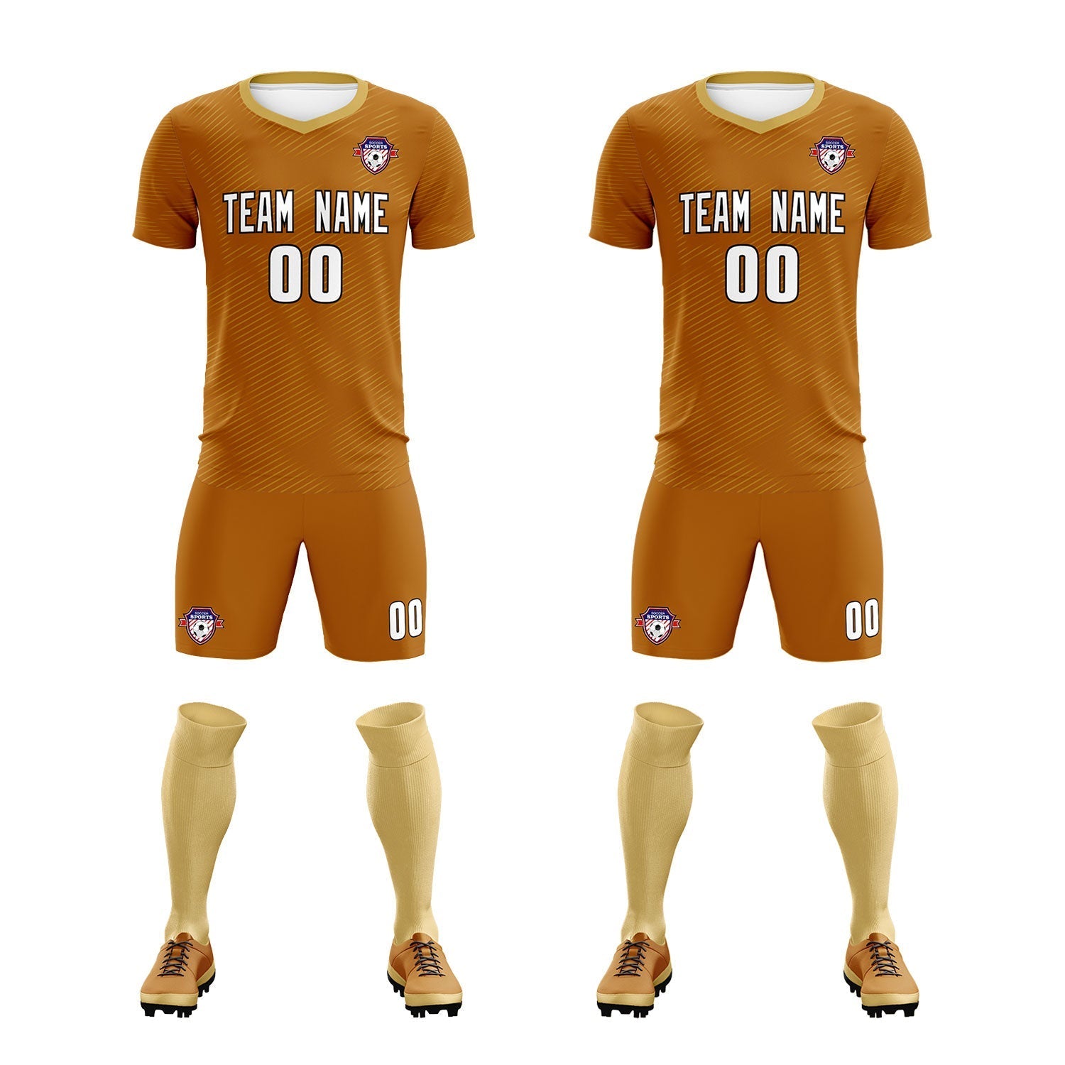 Custom Light Brown Khaki Training Uniform For Men Soccer Sets Jersey