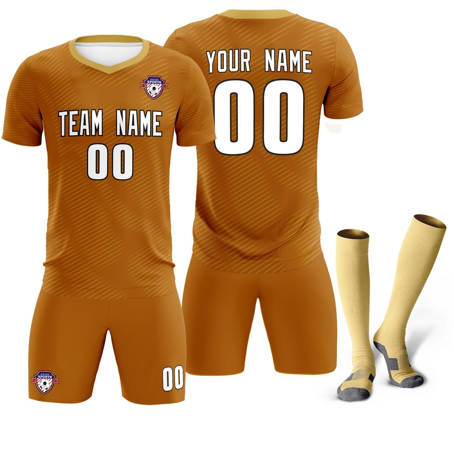 Custom Light Brown Khaki Training Uniform For Men Soccer Sets Jersey