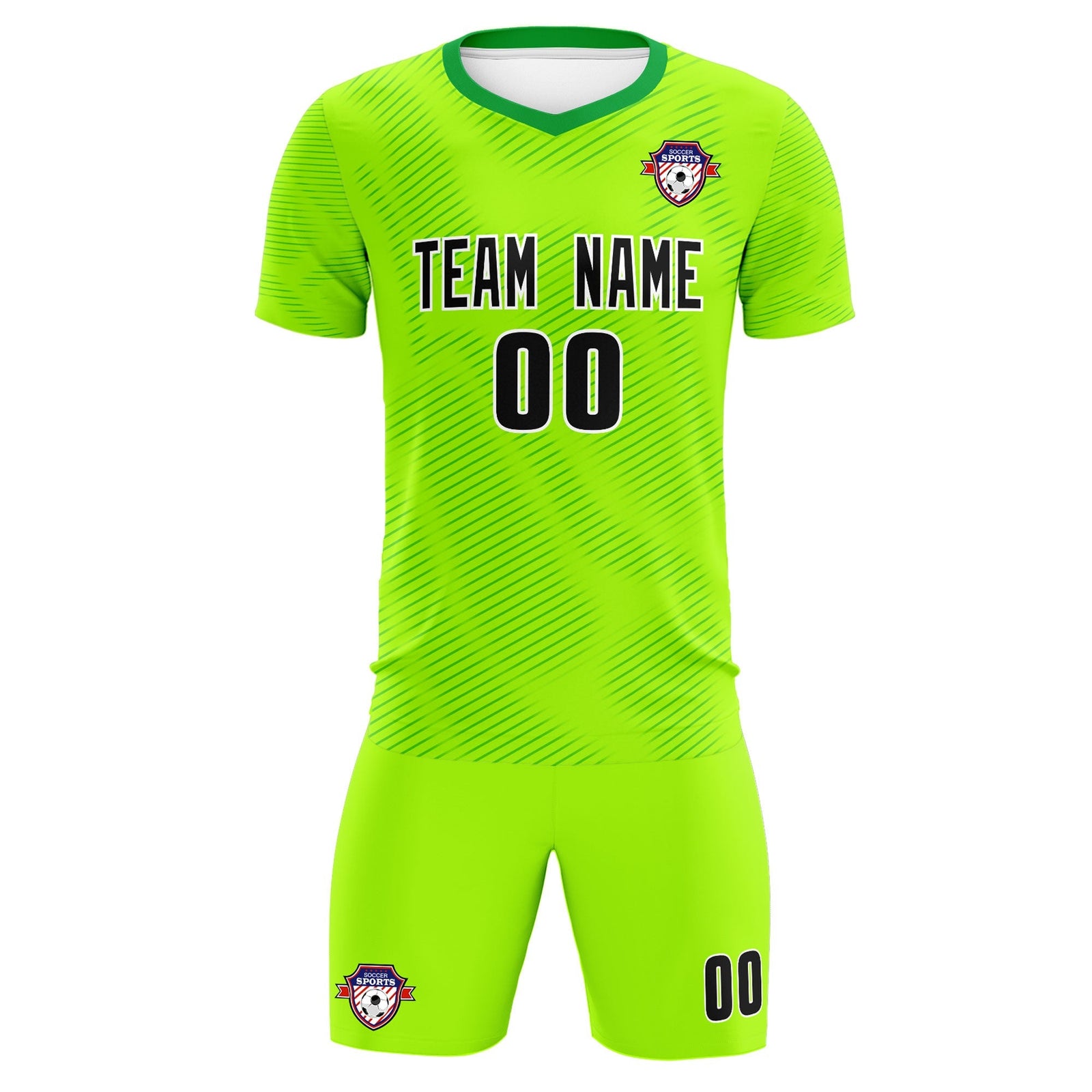 Custom Neon Green Kelly Green Training Uniform For Men Soccer Sets Jersey