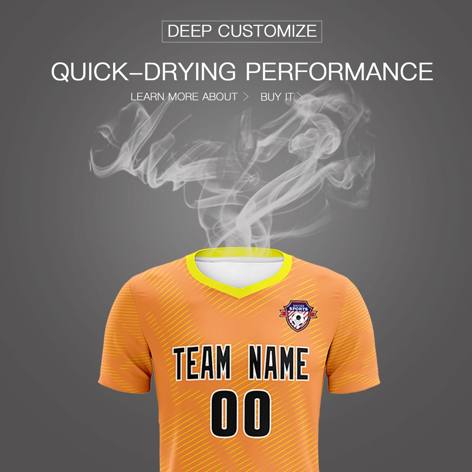 Custom Light Orange Gold Training Uniform For Men Soccer Sets Jersey