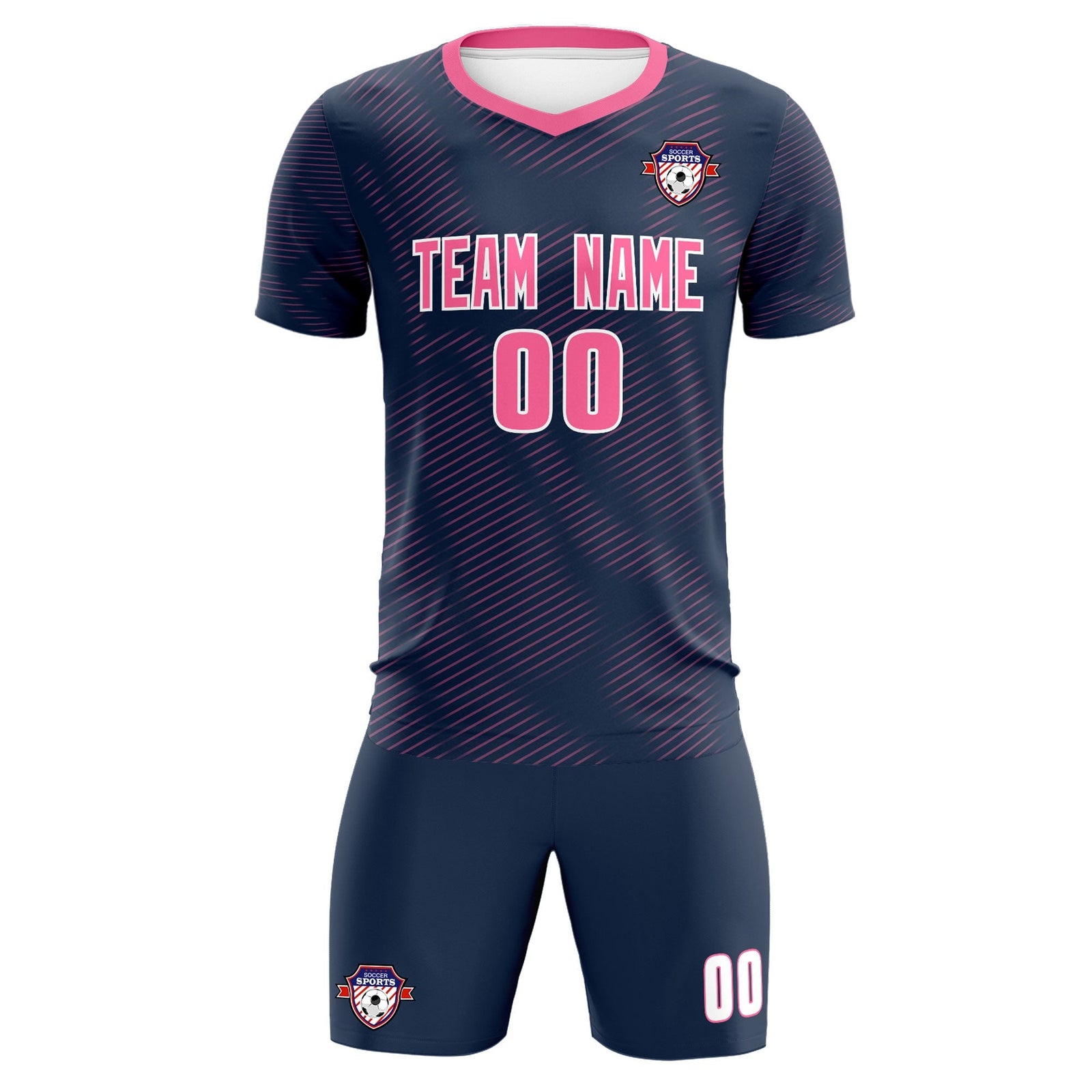Custom Navy Pink Training Uniform For Men Soccer Sets Jersey