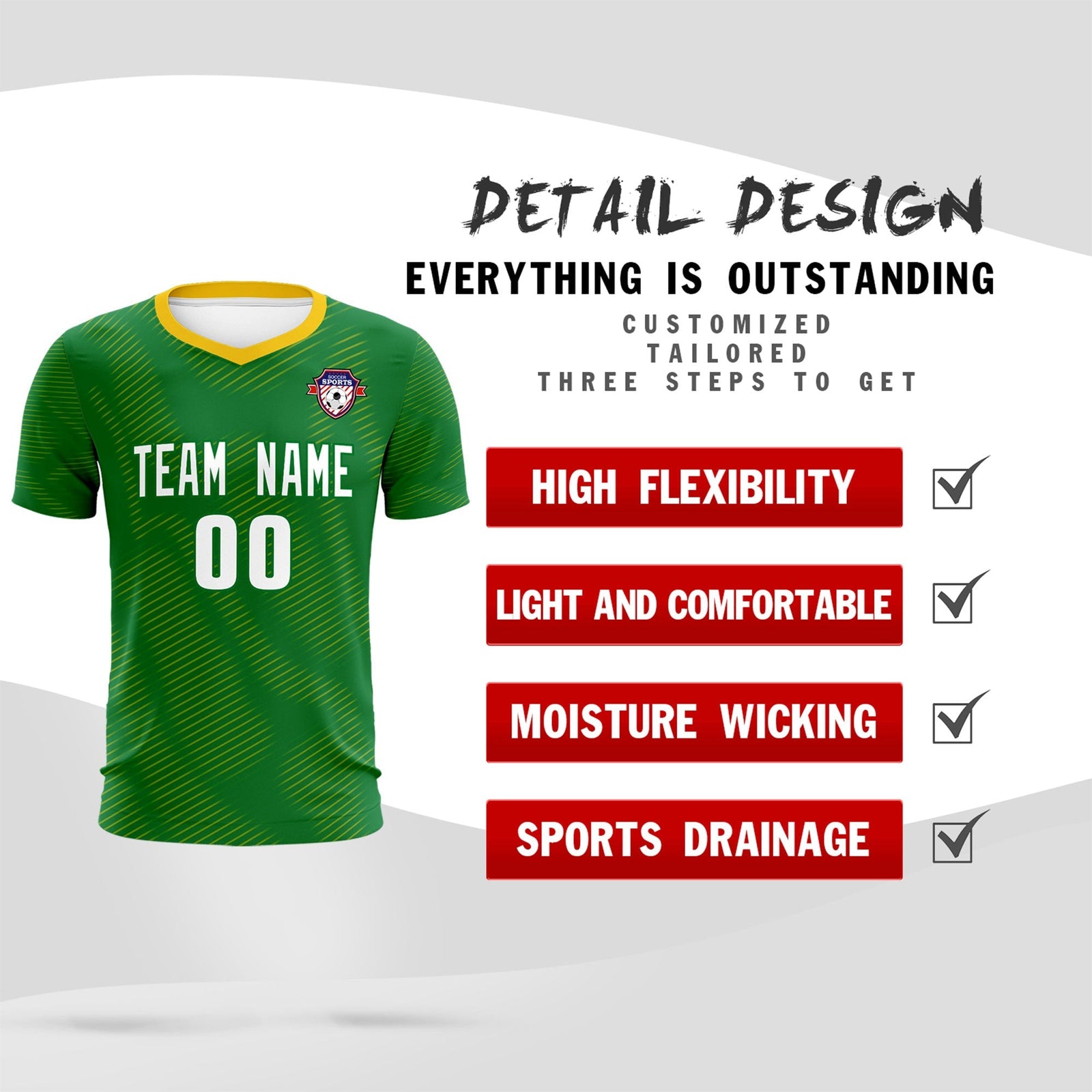 Custom Kelly Green Yellow Training Uniform For Men Soccer Sets Jersey