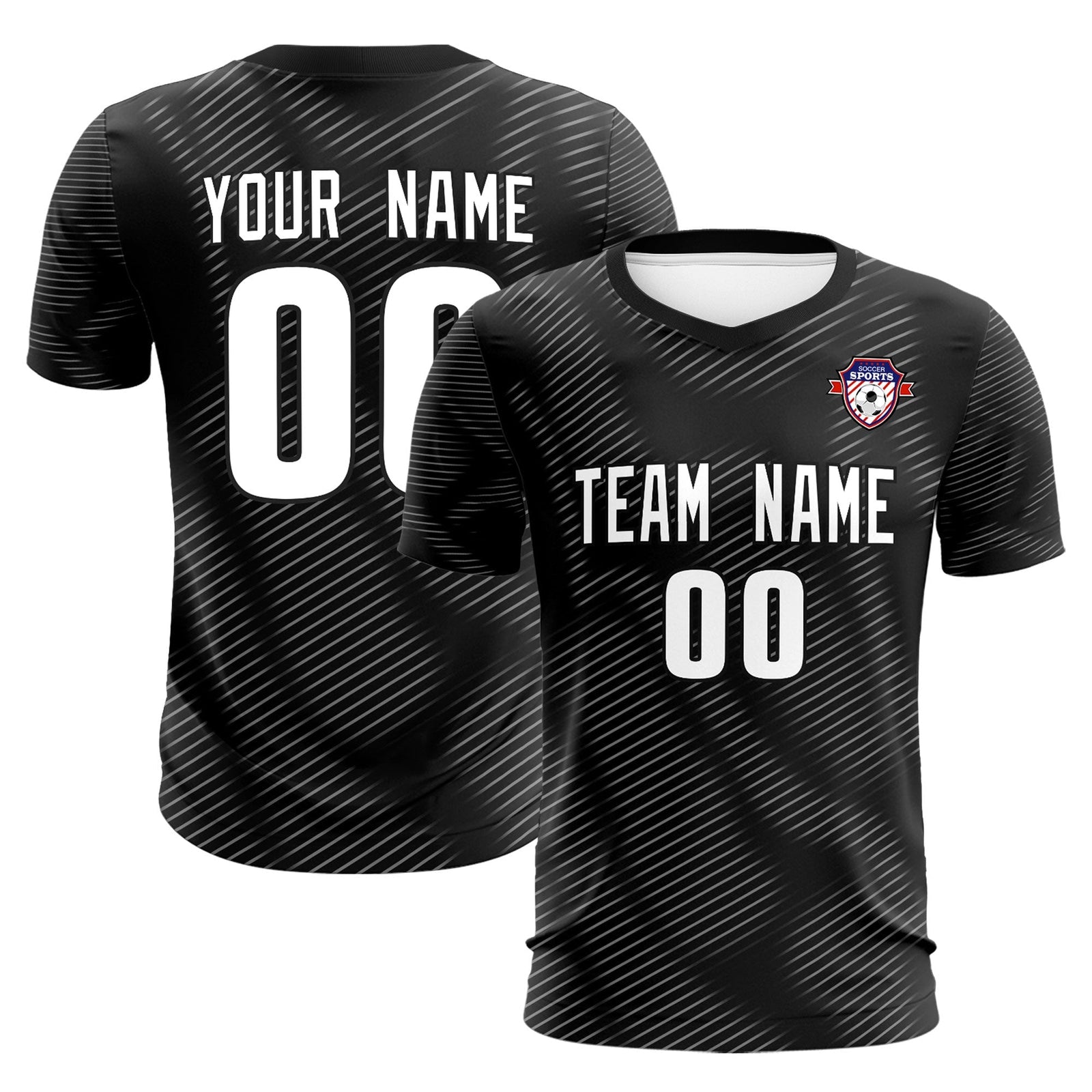 Custom Black White Training Uniform For Men Soccer Sets Jersey