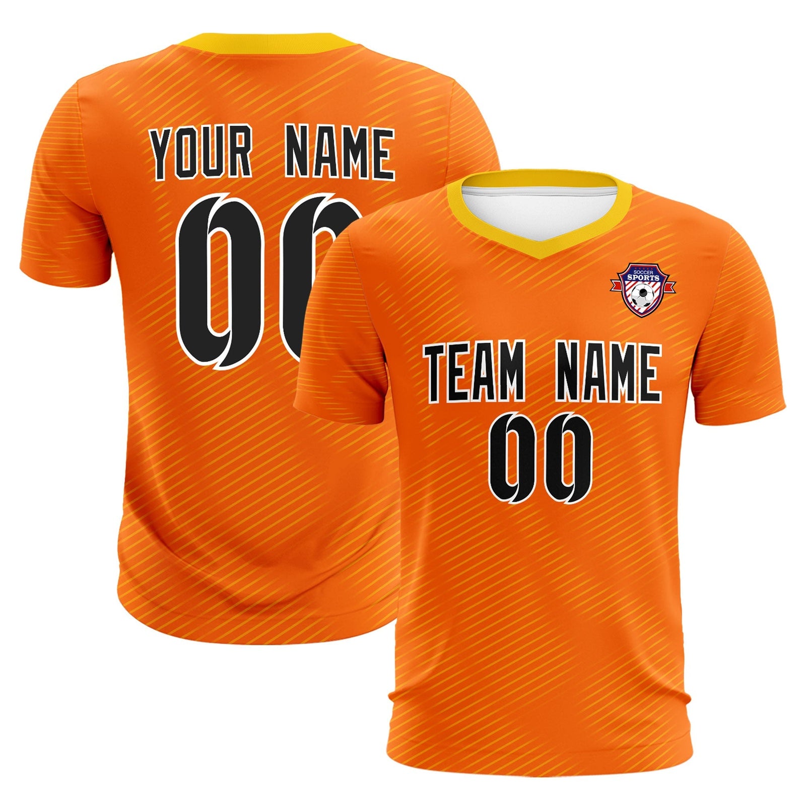 Custom Orange Gold Training Uniform For Men Soccer Sets Jersey