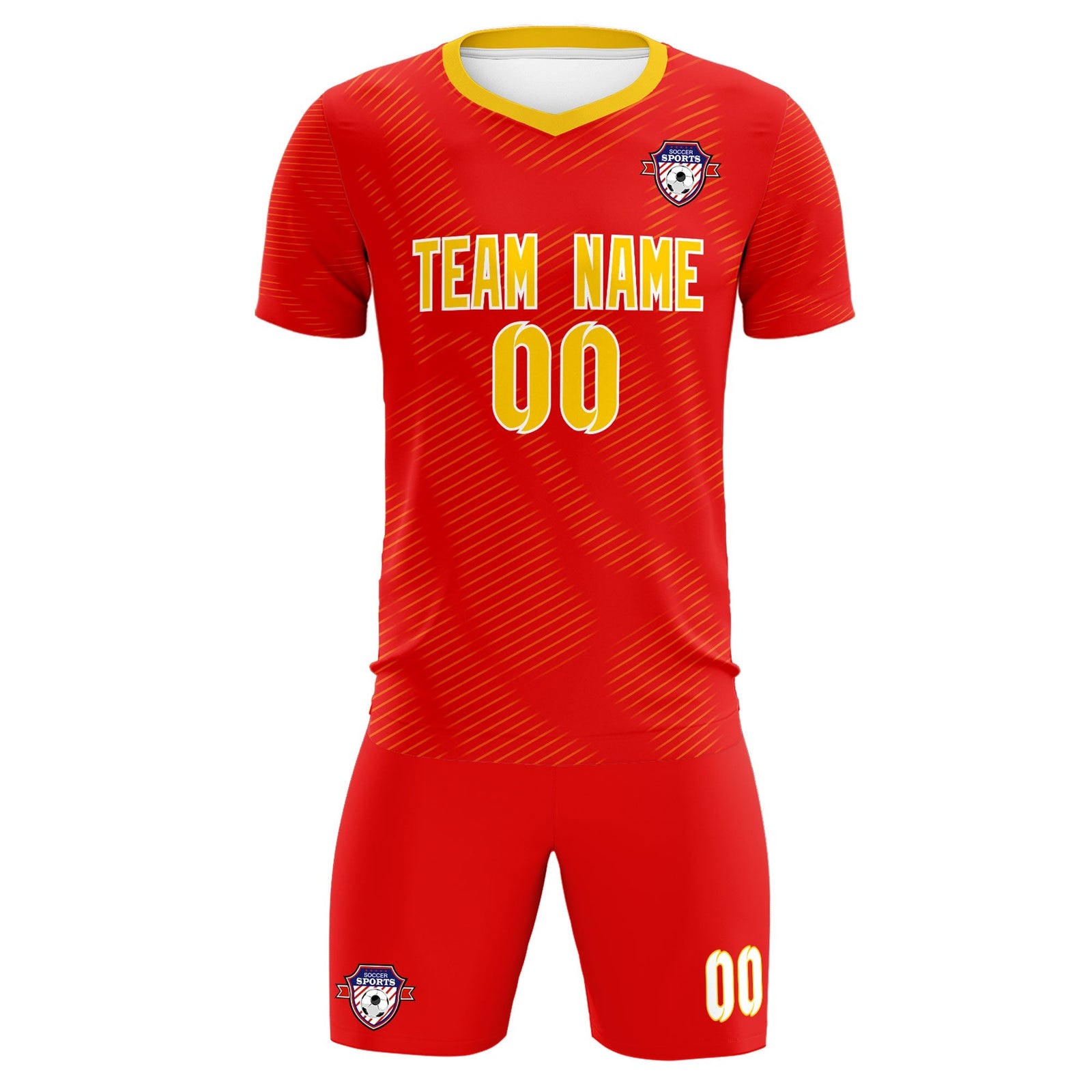 Custom Red Gold Training Uniform For Men Soccer Sets Jersey