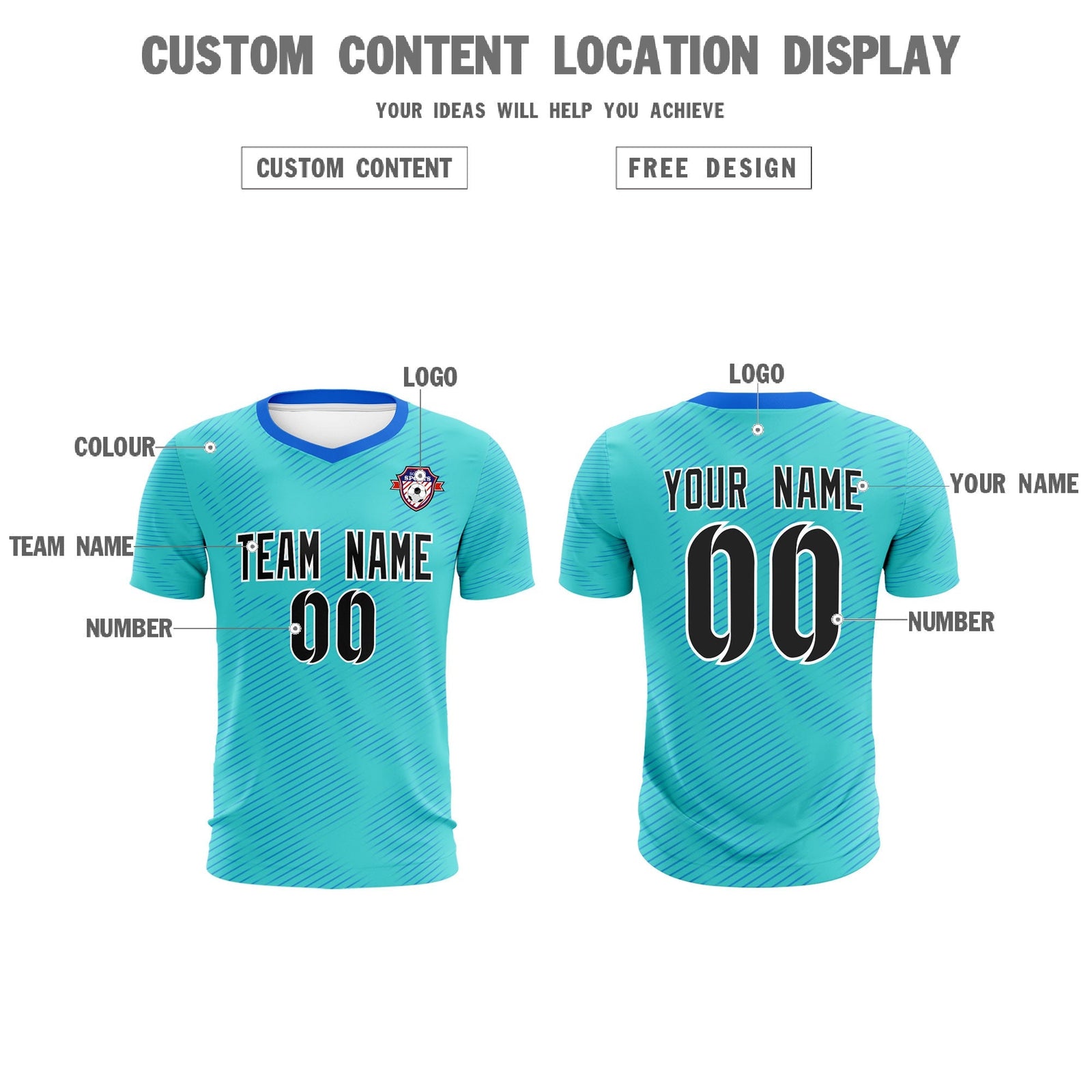 Custom Sky Blue Powder Blue Training Uniform For Men Soccer Sets Jersey