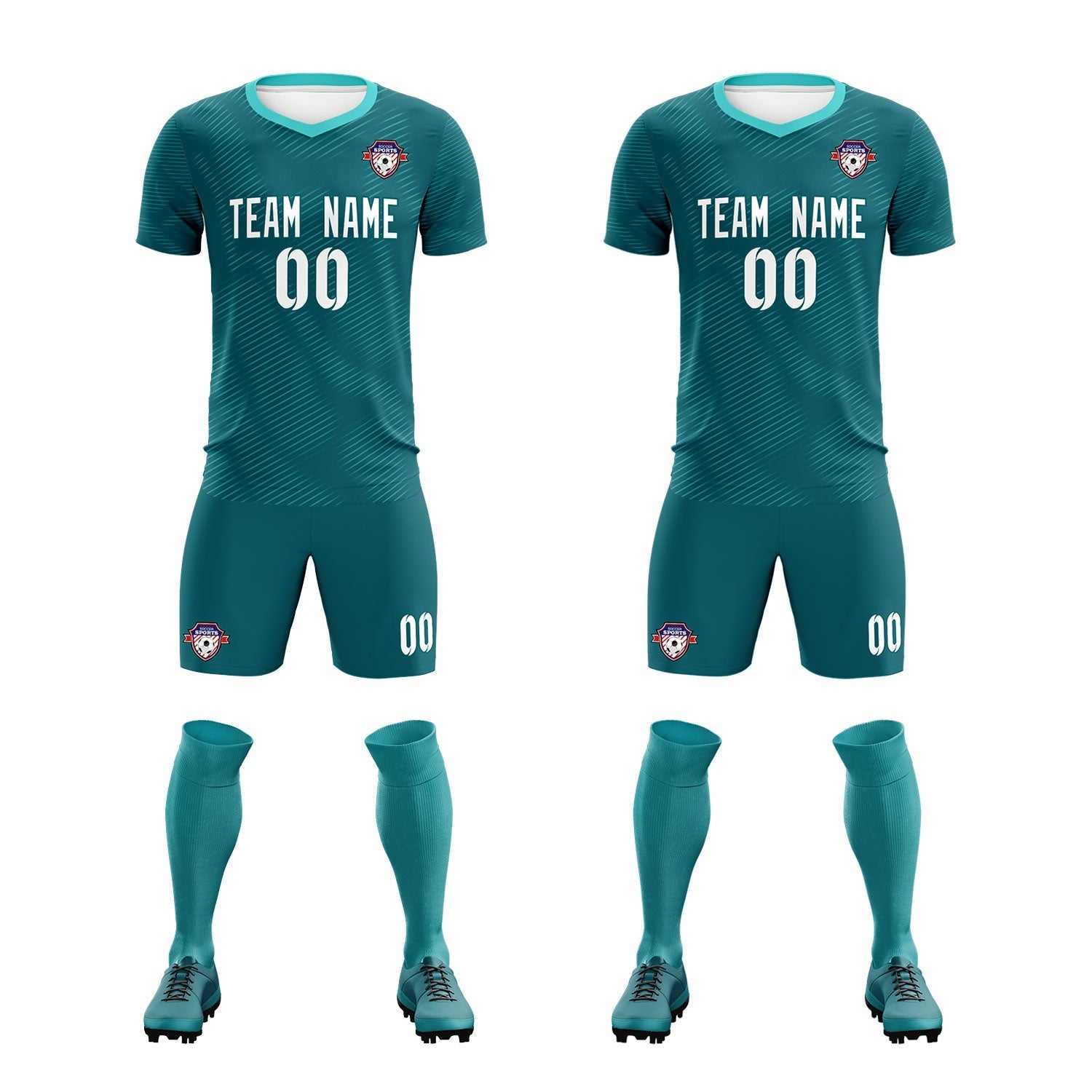 Custom Aqua Aqua Training Uniform For Men Soccer Sets Jersey