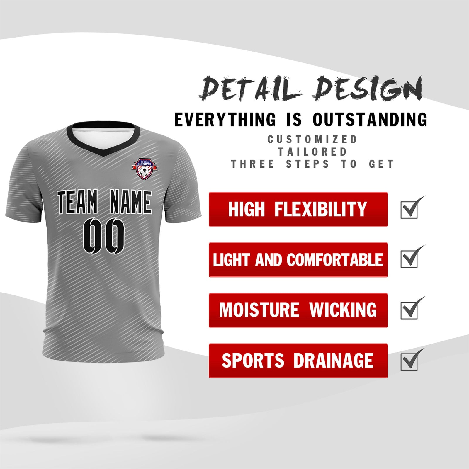 Custom Dark Gray White Training Uniform For Men Soccer Sets Jersey