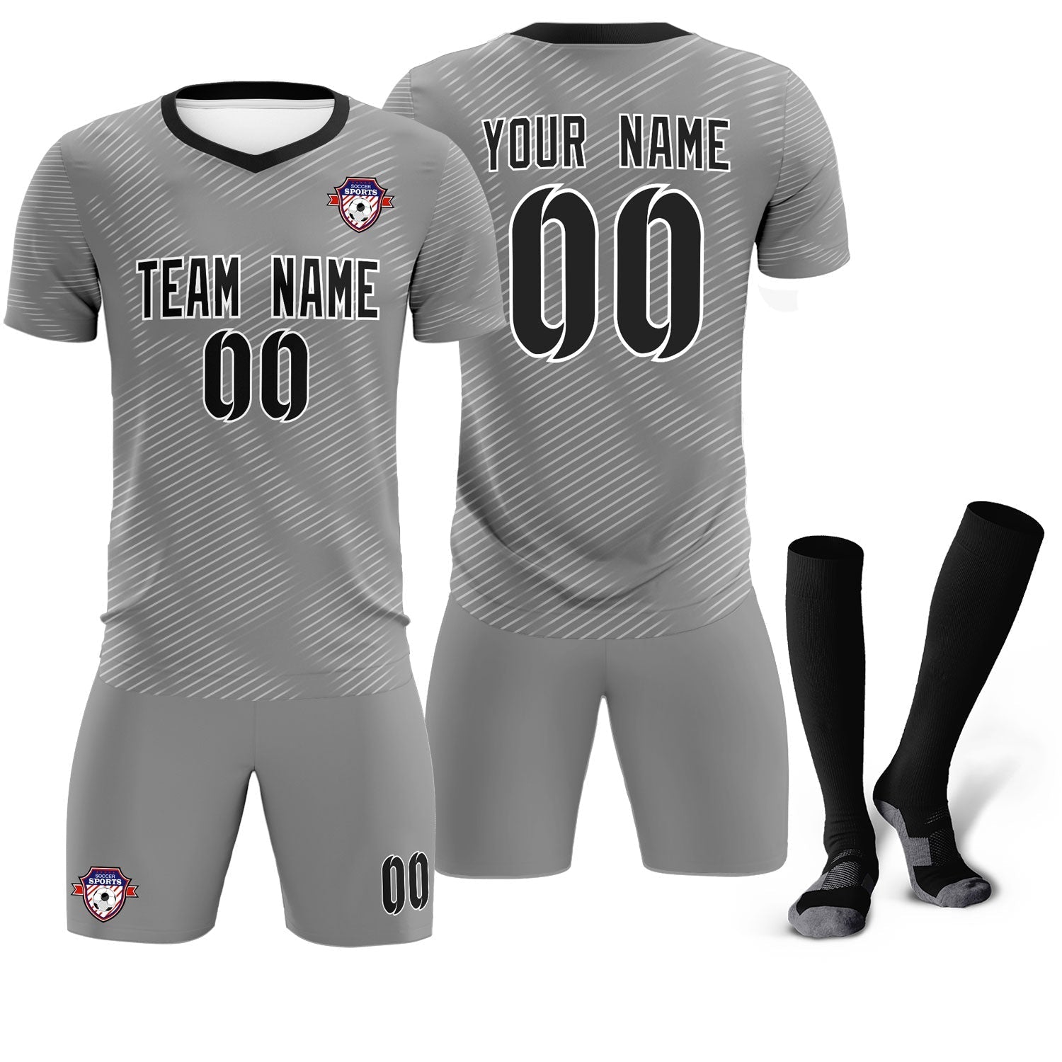 Custom Dark Gray White Training Uniform For Men Soccer Sets Jersey