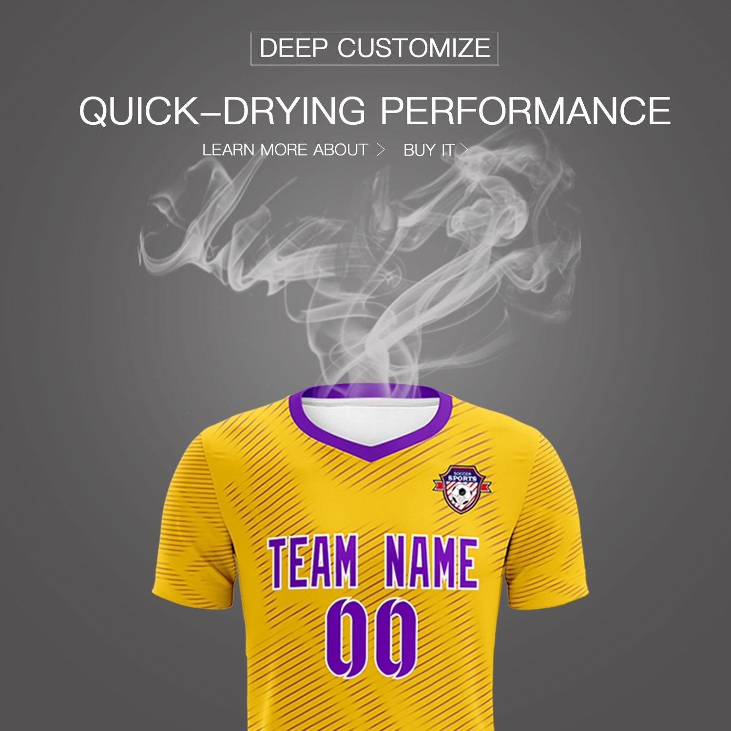Custom Gold Purple Training Uniform For Men Soccer Sets Jersey
