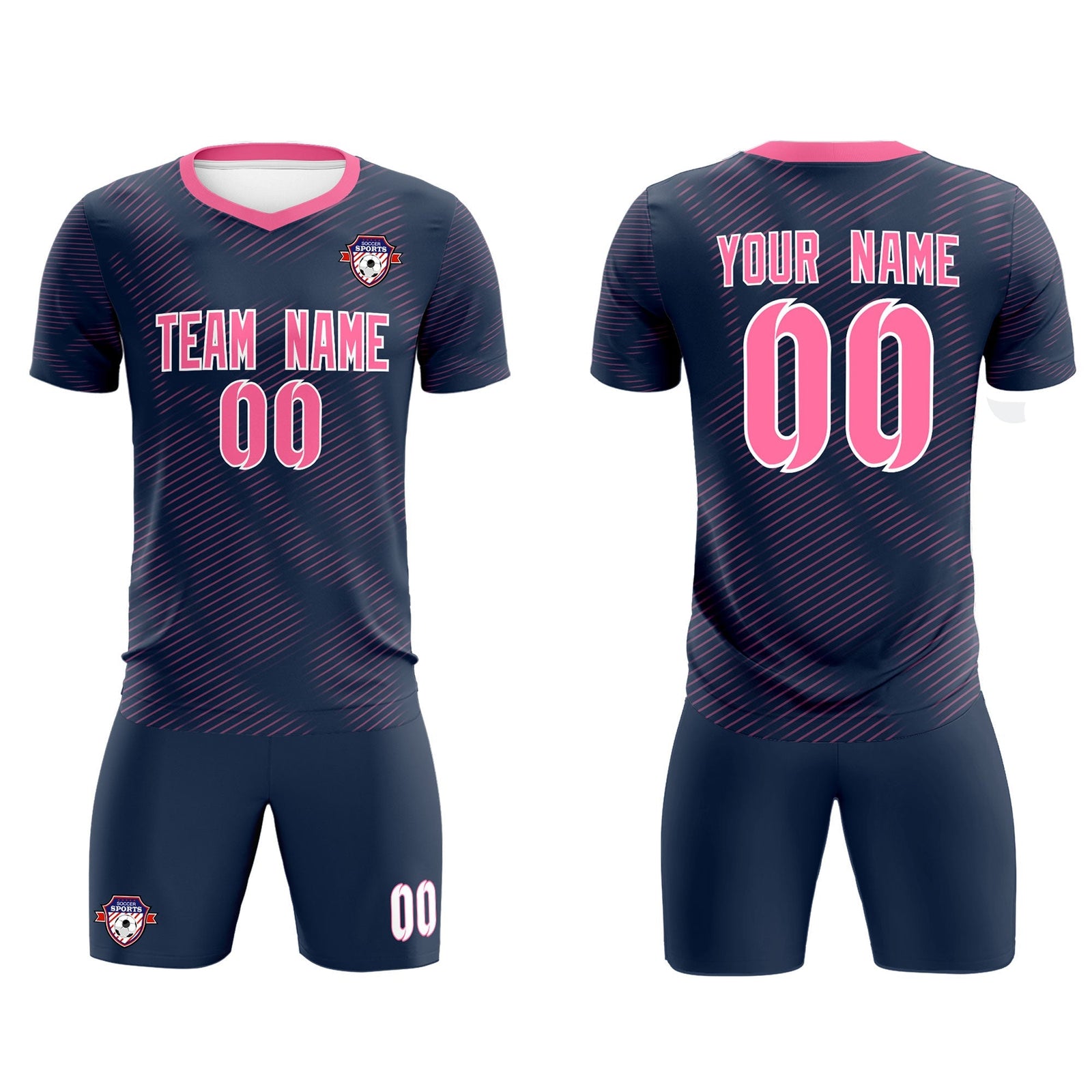 Custom Navy Pink Training Uniform For Men Soccer Sets Jersey