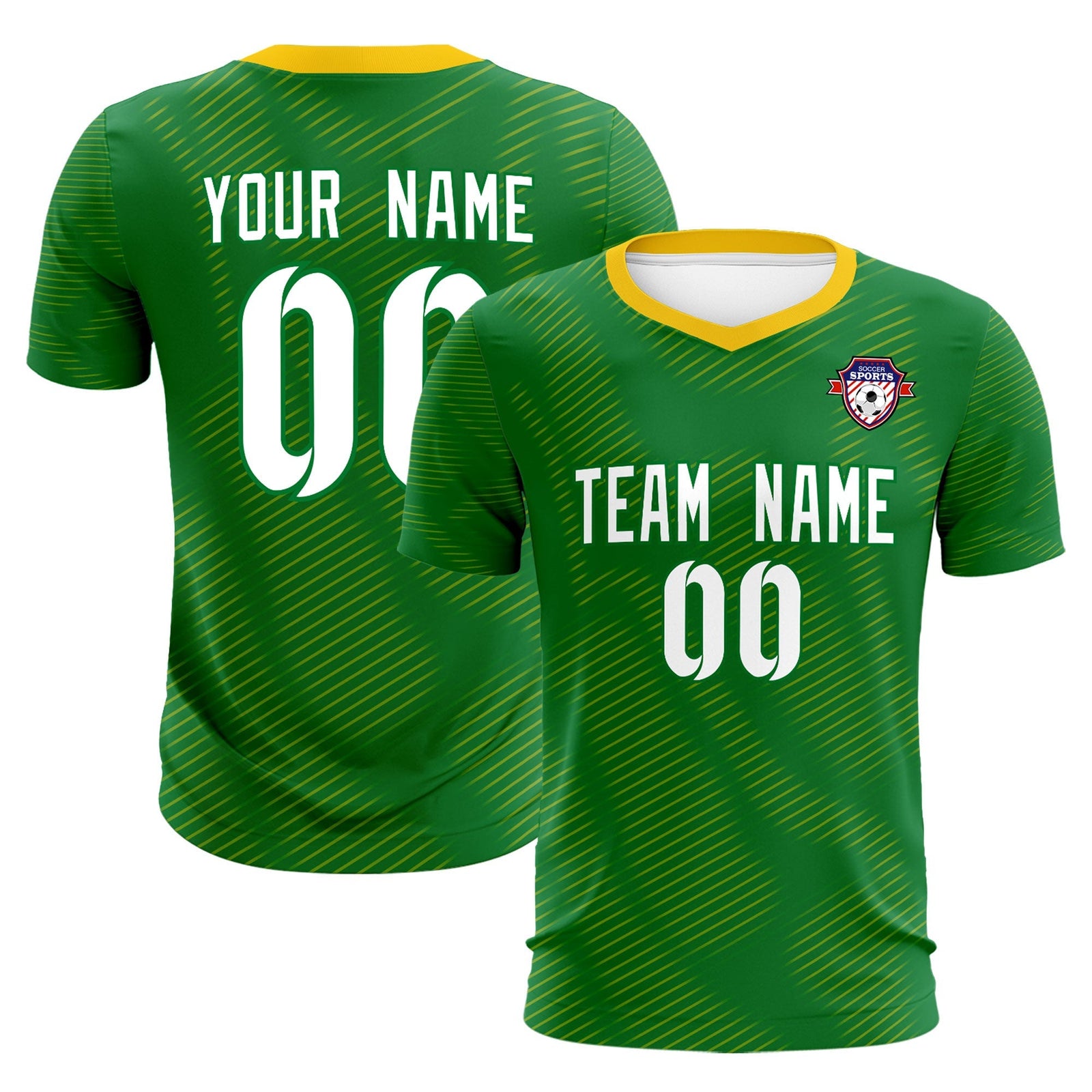 Custom Kelly Green Yellow Training Uniform For Men Soccer Sets Jersey