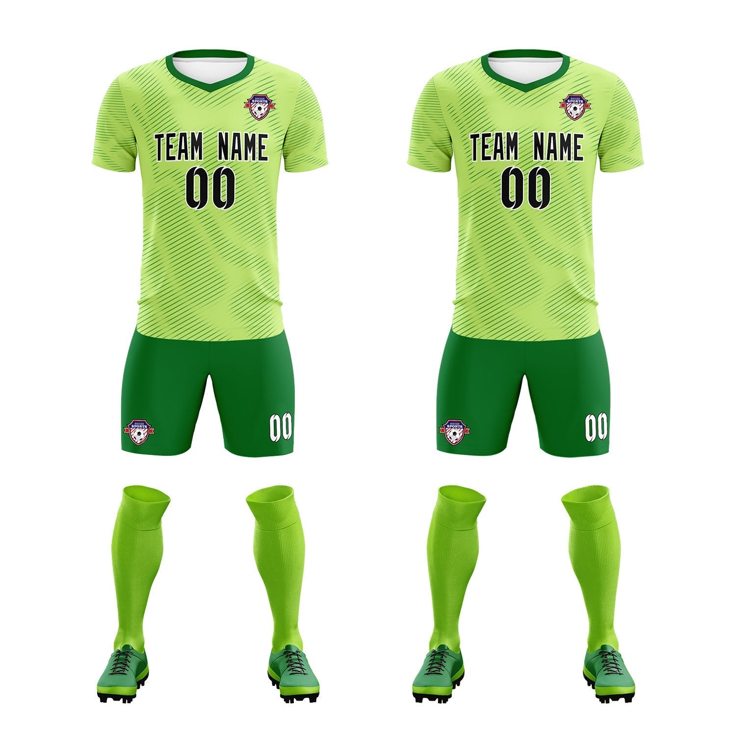 Custom Green Kelly Green Training Uniform For Men Soccer Sets Jersey