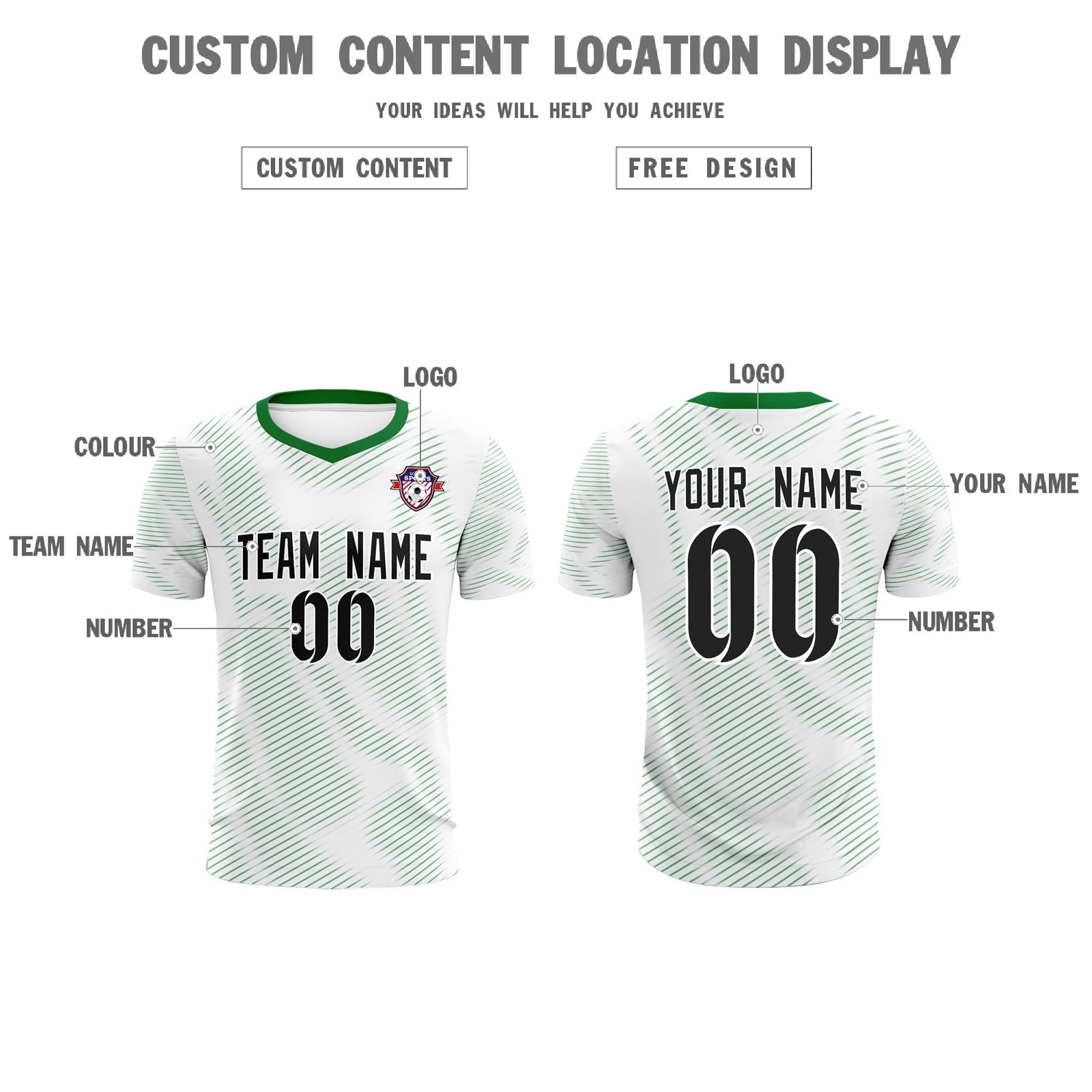 Custom White Kelly Green Training Uniform For Men Soccer Sets Jersey