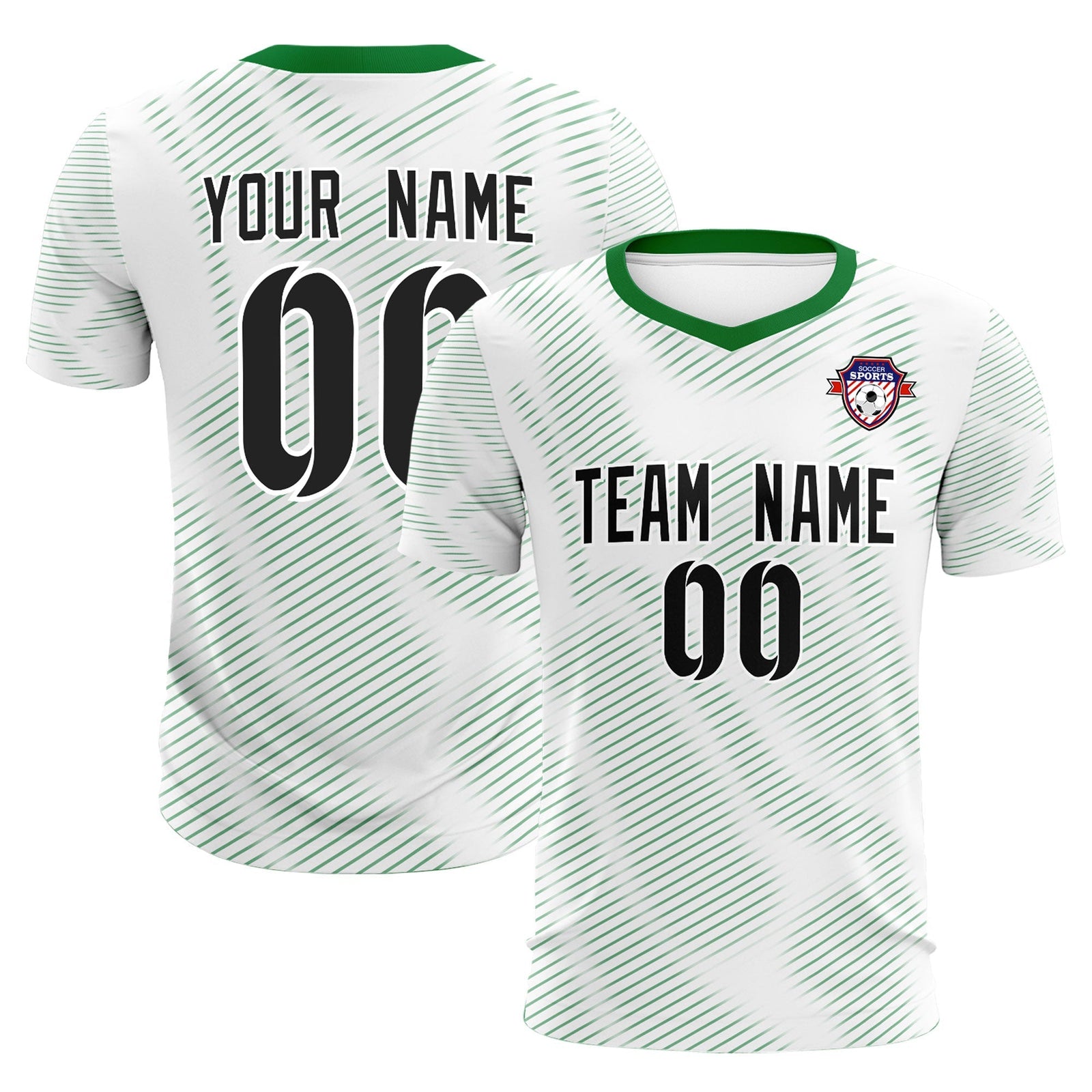 Custom White Kelly Green Training Uniform For Men Soccer Sets Jersey