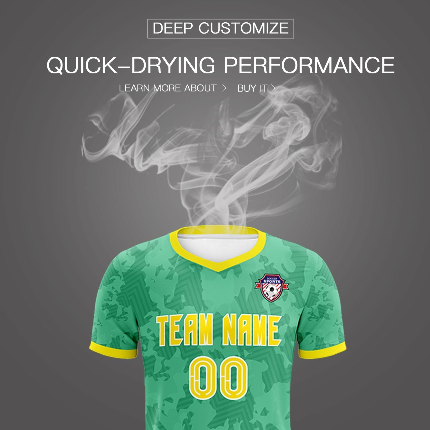 Custom Green Camo sports Soccer Tops/Sets Jersey