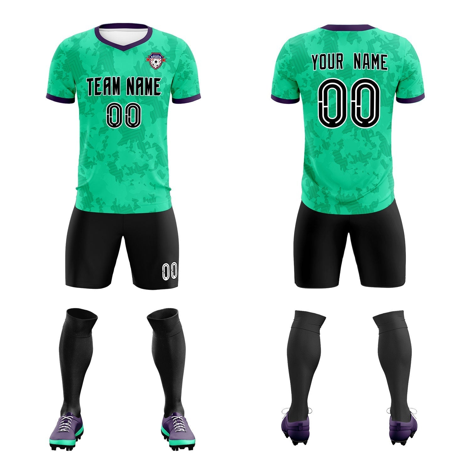 Custom Neon Green Camo sports Soccer Tops/Sets Jersey