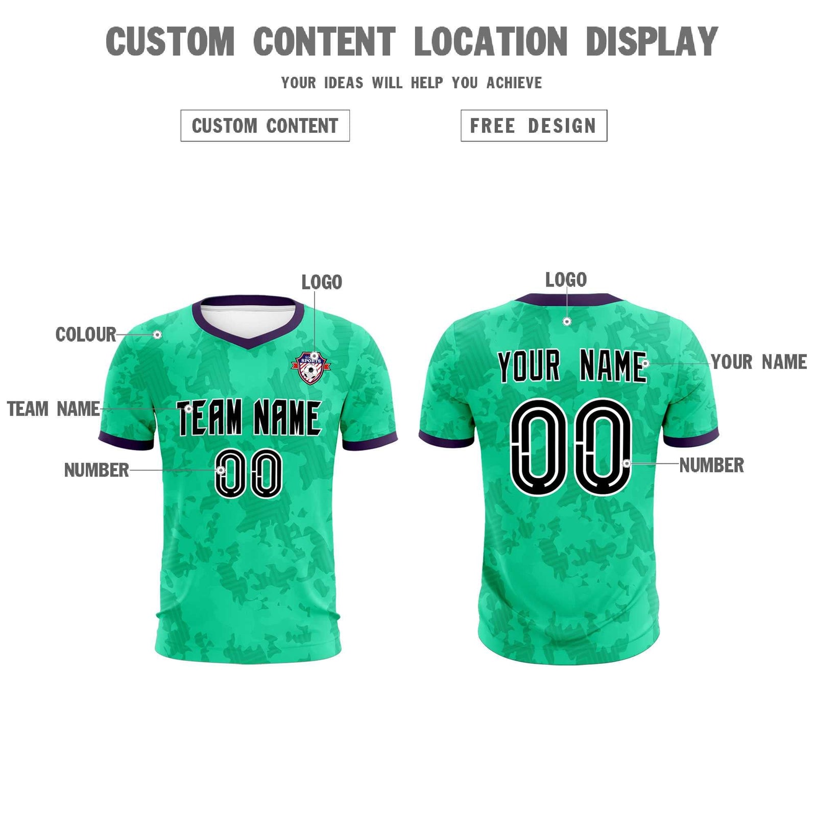 Custom Neon Green Camo sports Soccer Tops/Sets Jersey