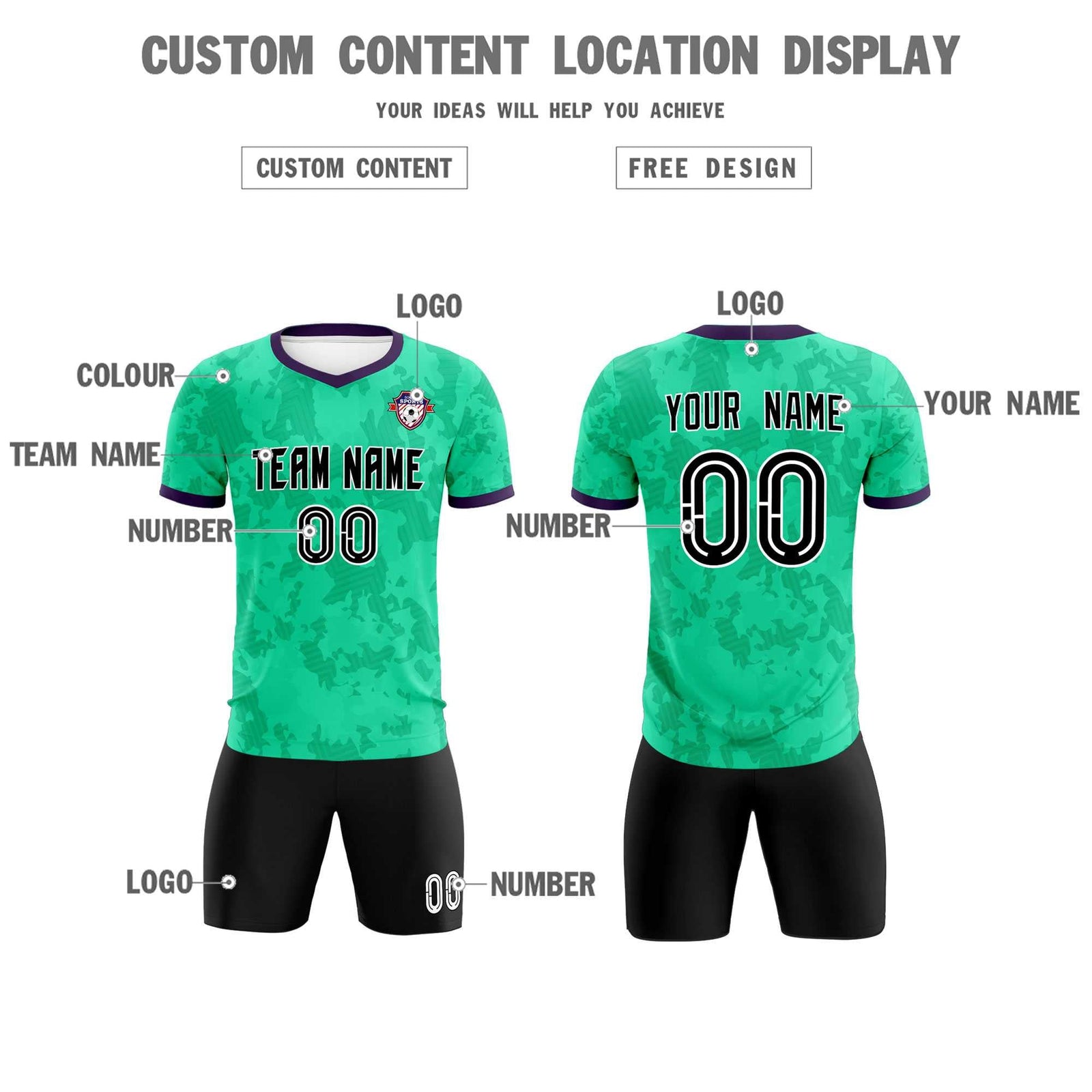Custom Neon Green Camo sports Soccer Tops/Sets Jersey