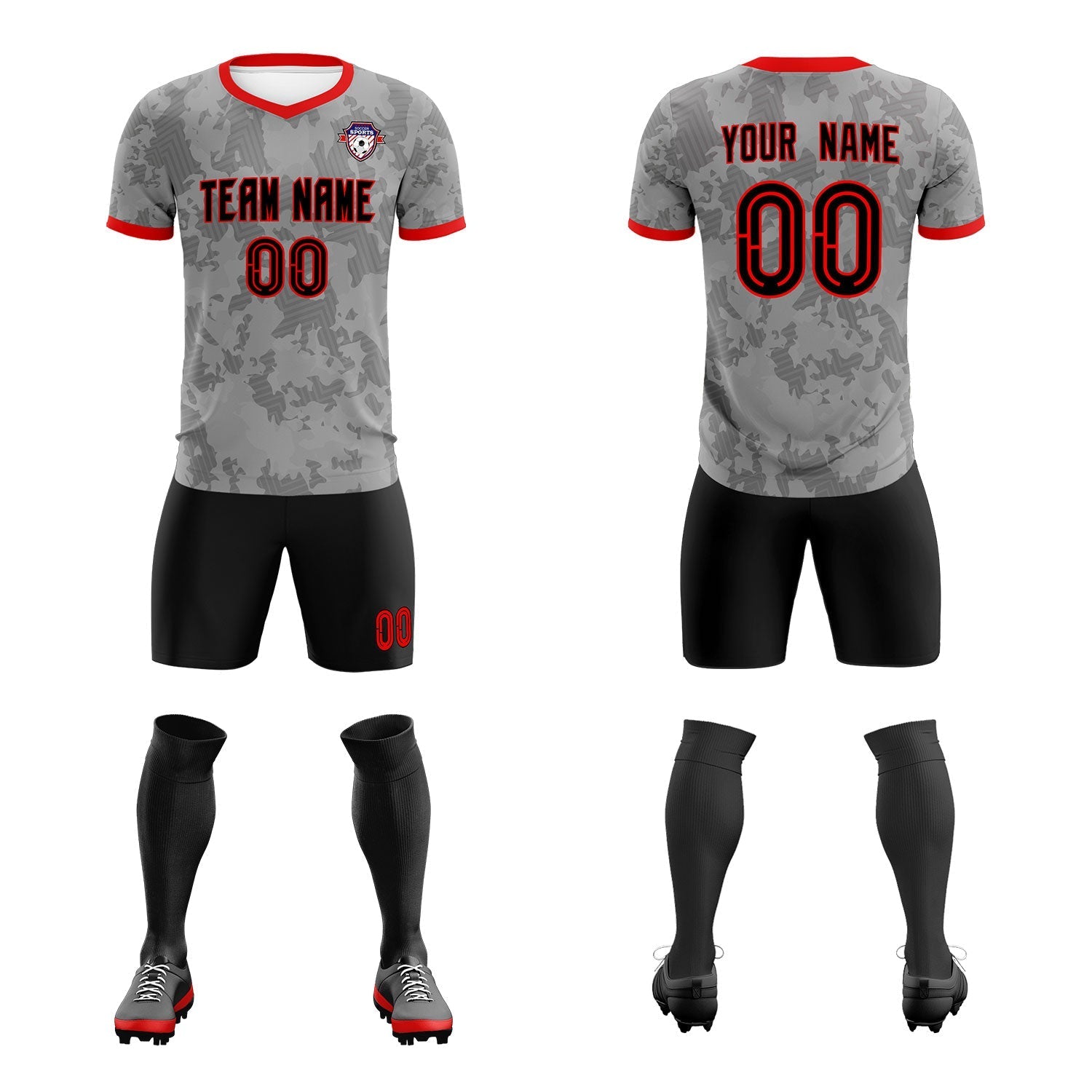 Custom Dark Gray Camo sports Soccer Tops/Sets Jersey