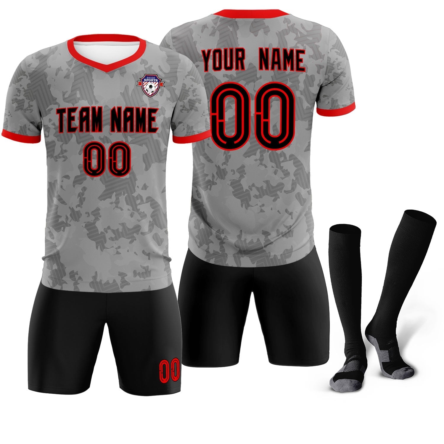 Custom Dark Gray Camo sports Soccer Tops/Sets Jersey