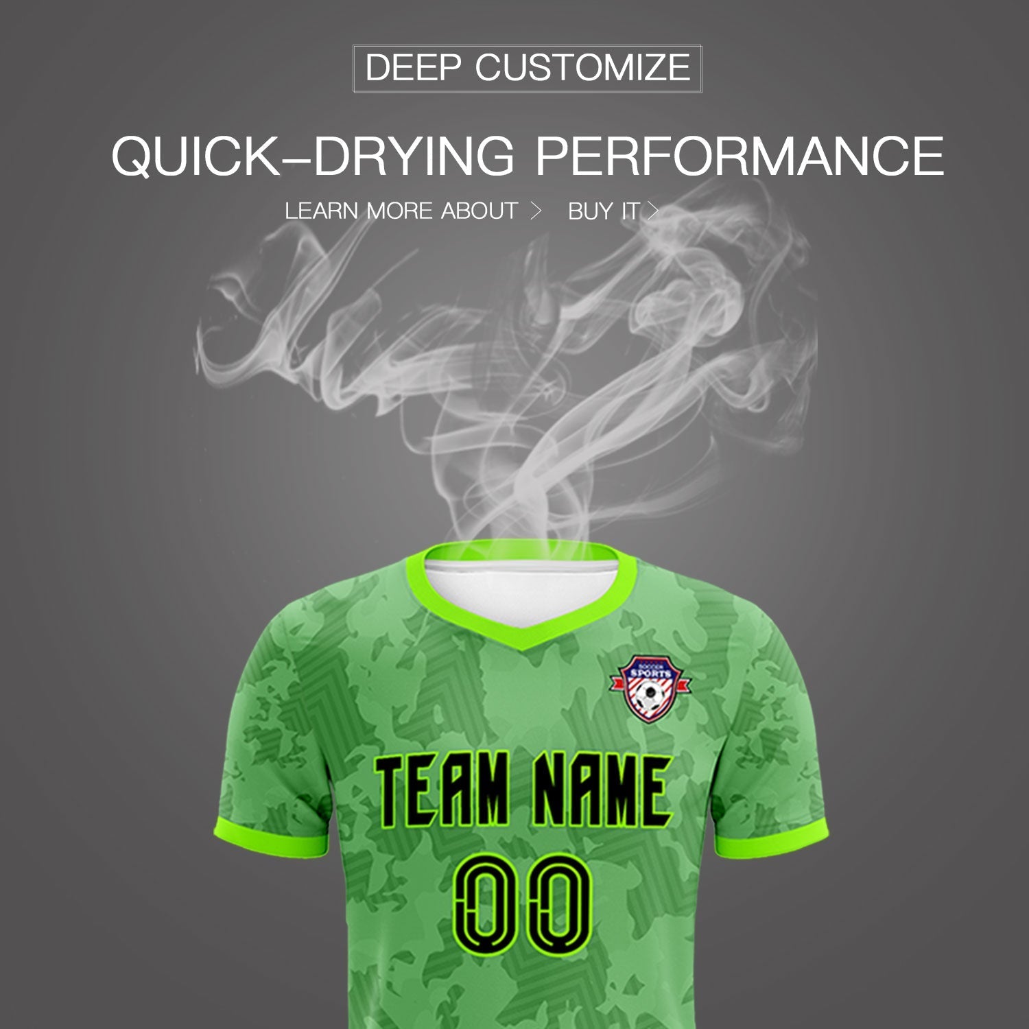 Custom Green Camo sports Soccer Tops/Sets Jersey