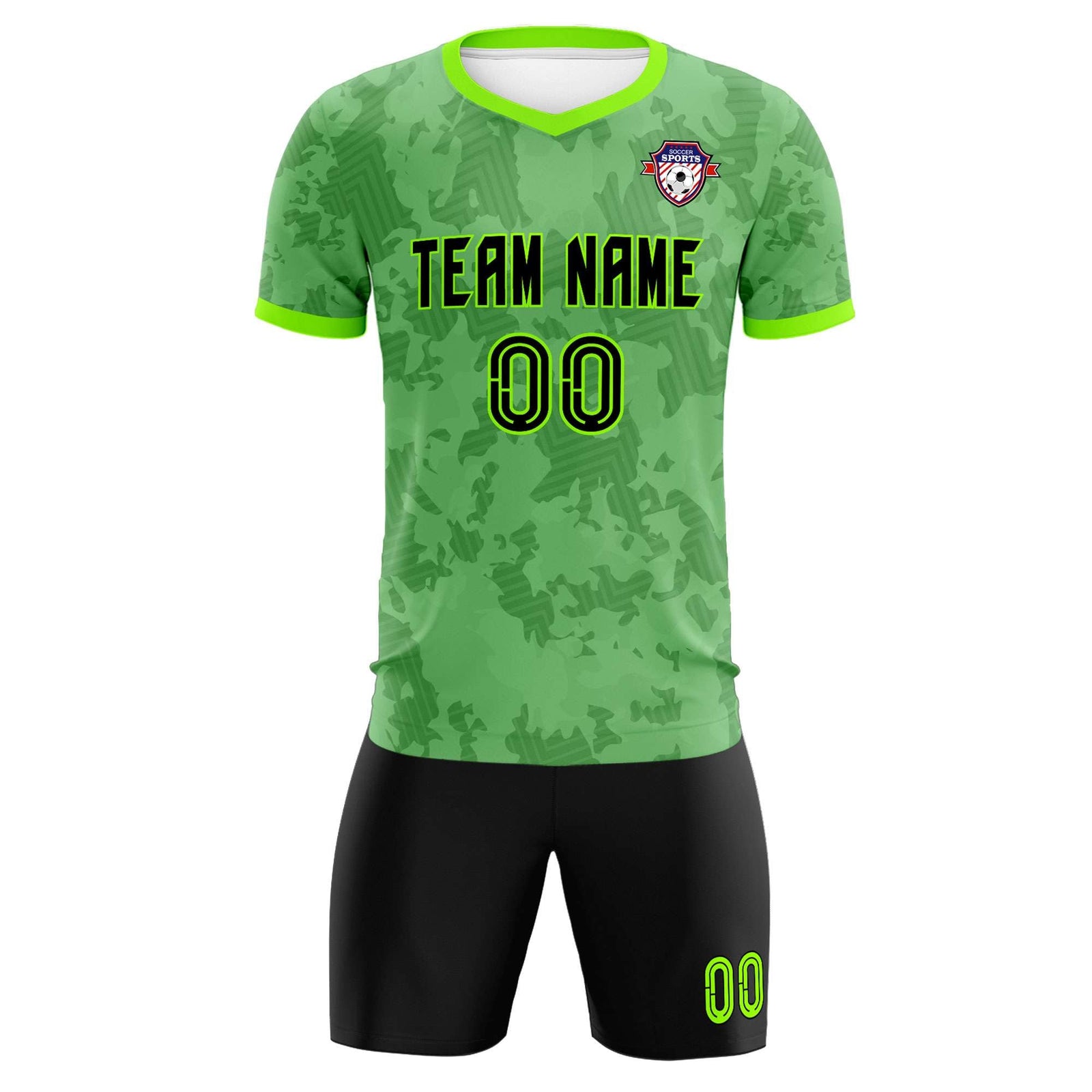 Custom Green Camo sports Soccer Tops/Sets Jersey