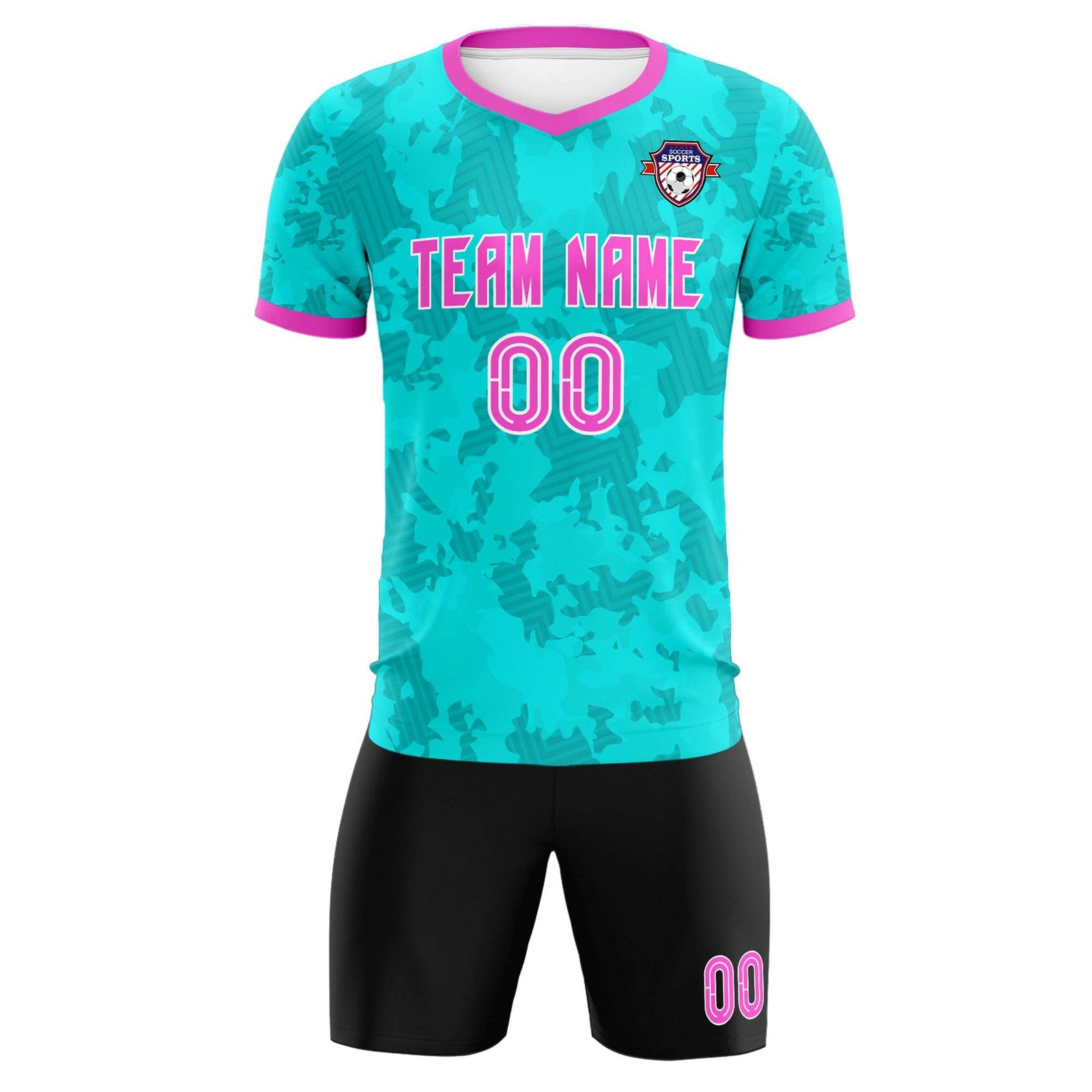 Custom Aqua Camo sports Soccer Tops/Sets Jersey