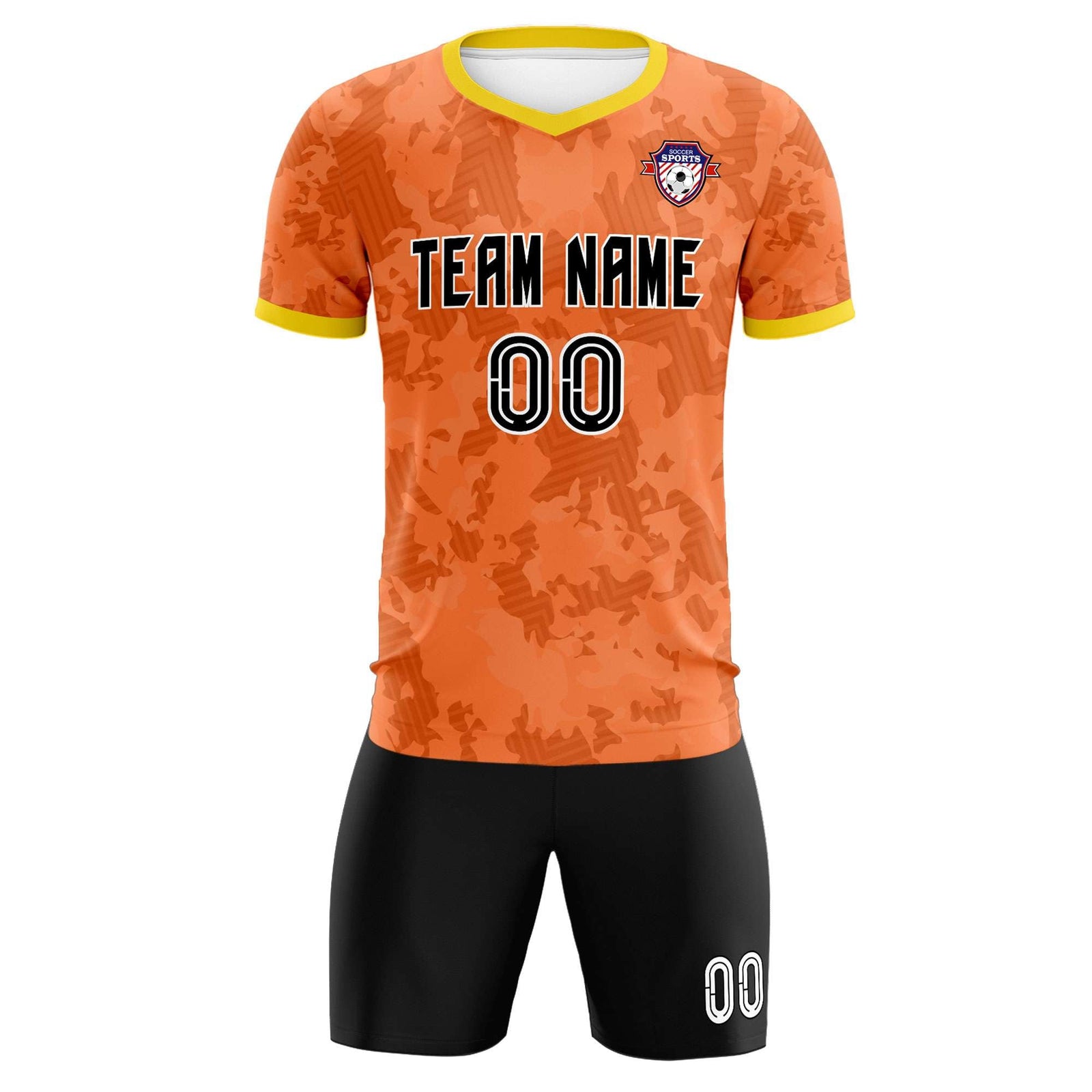 Custom Orange Camo sports Soccer Tops/Sets Jersey