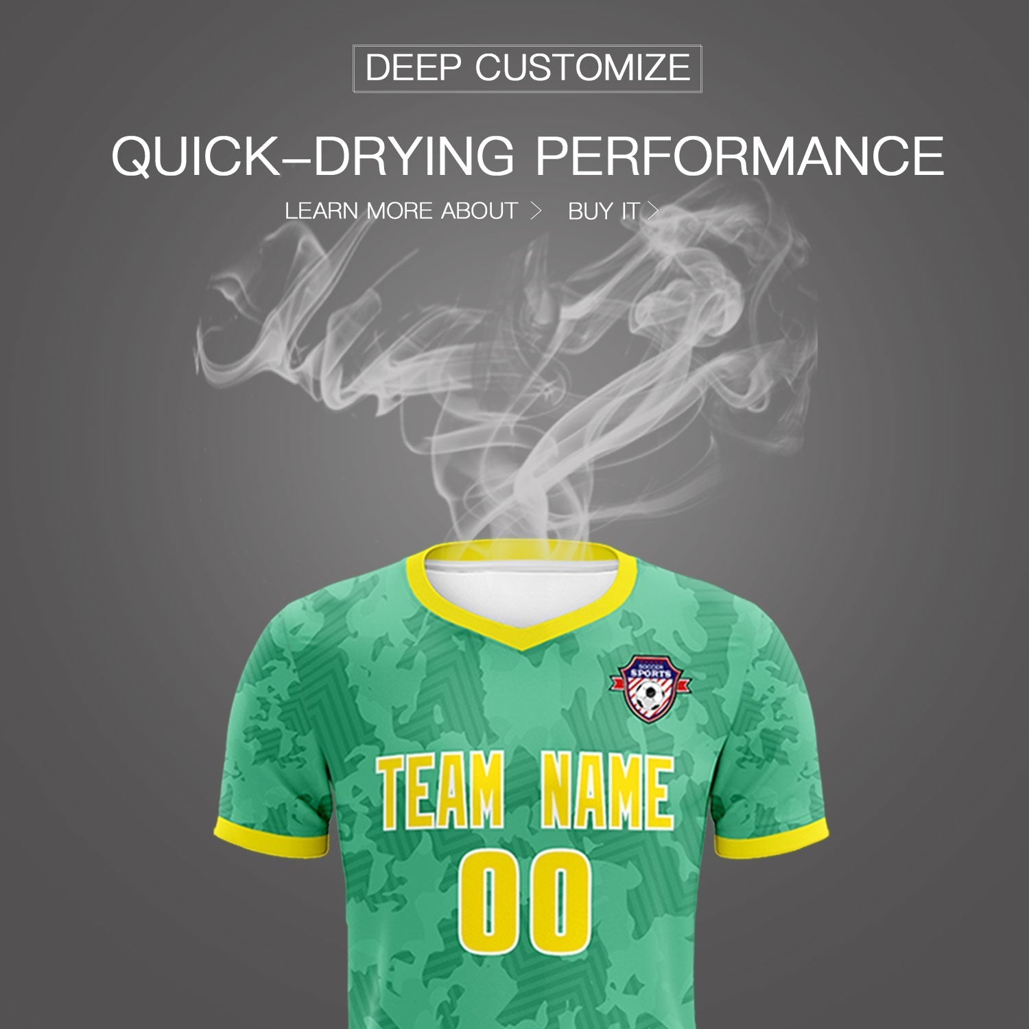 Custom Green Camo sports Soccer Tops/Sets Jersey