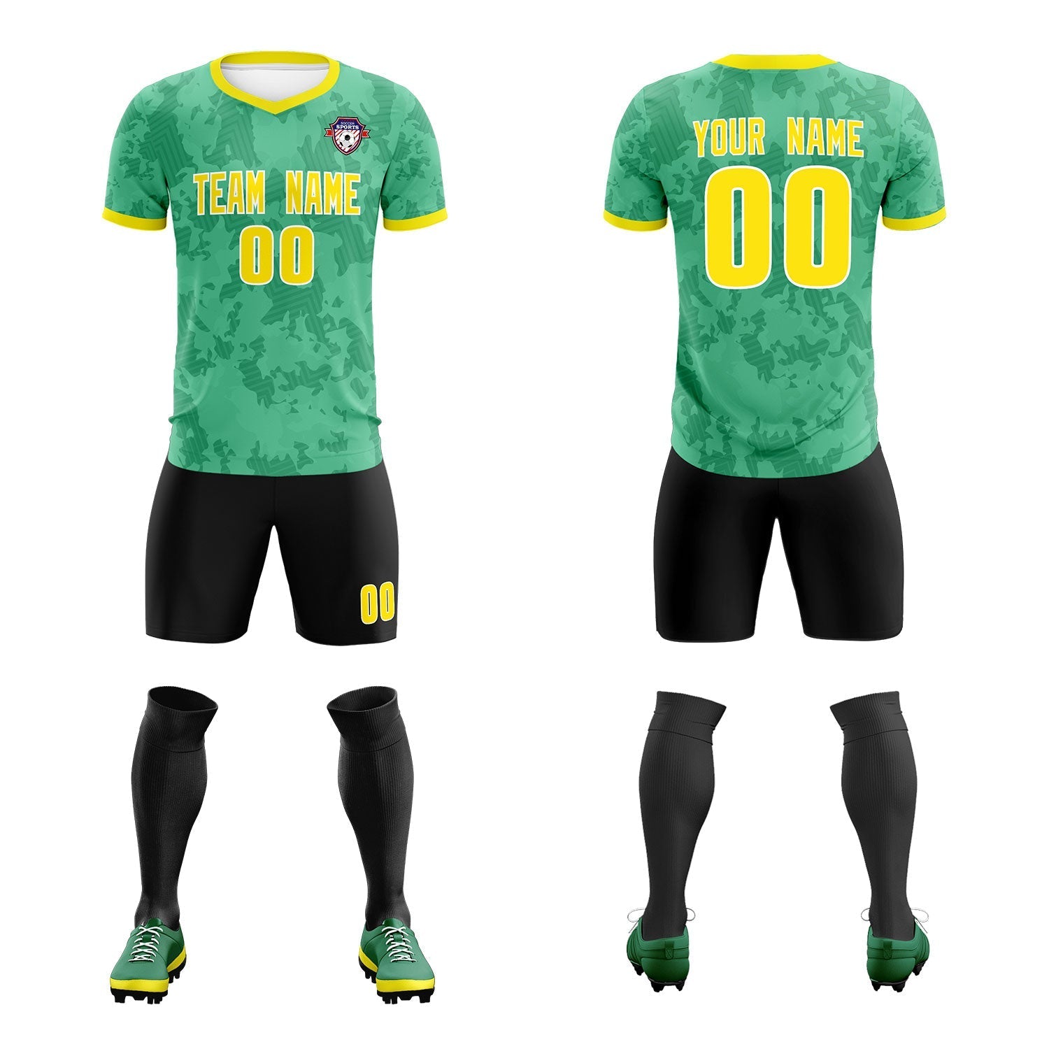 Custom Green Camo sports Soccer Tops/Sets Jersey