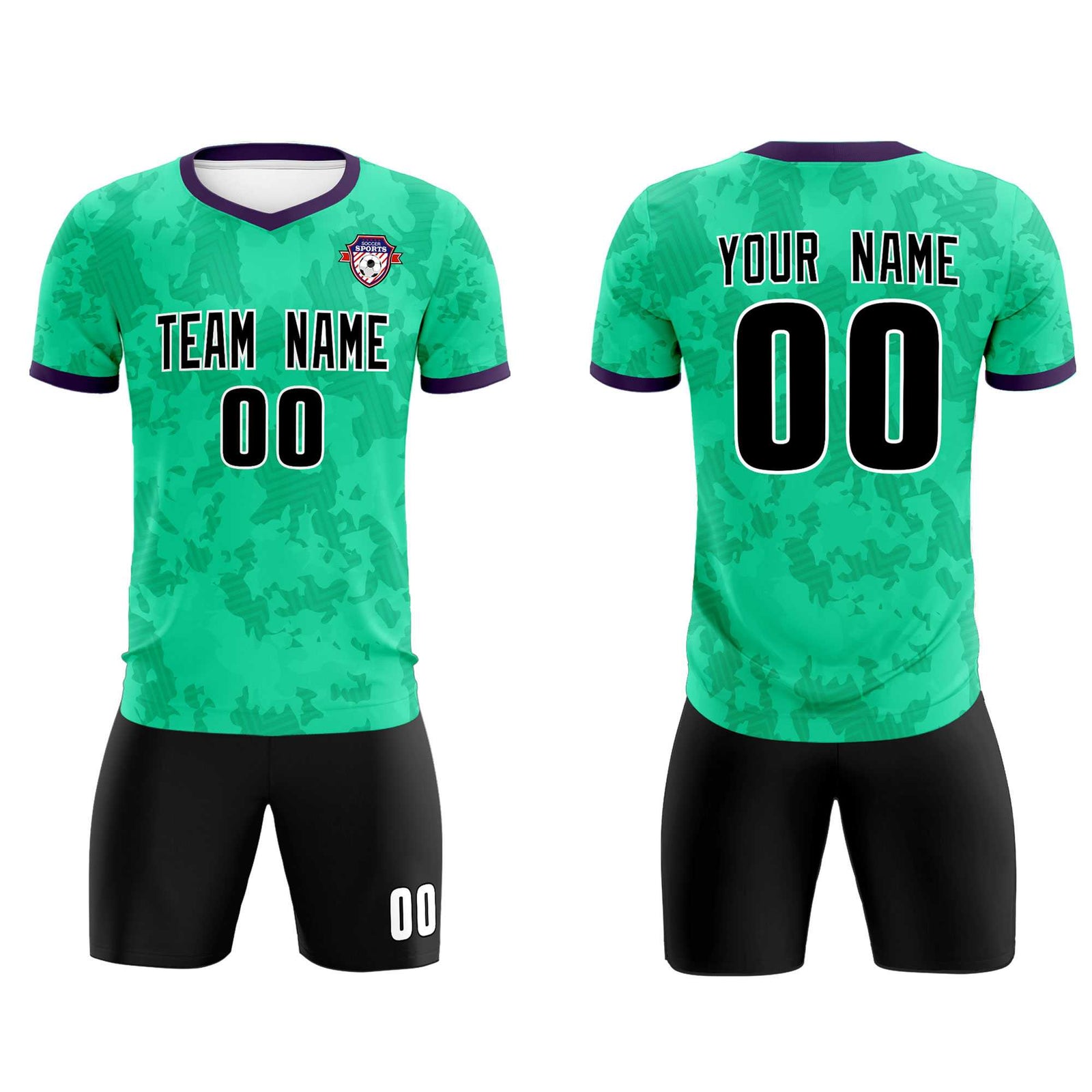Custom Neon Green Camo sports Soccer Tops/Sets Jersey