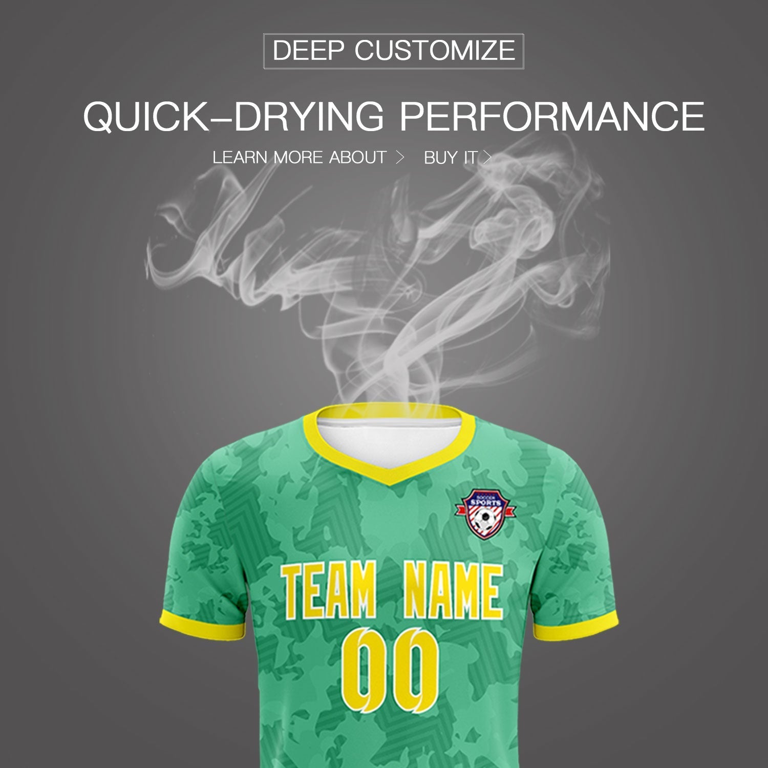 Custom Green Camo sports Soccer Tops/Sets Jersey