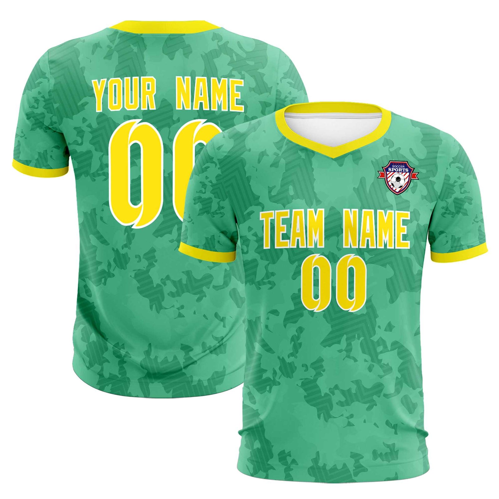 Custom Green Camo sports Soccer Tops/Sets Jersey