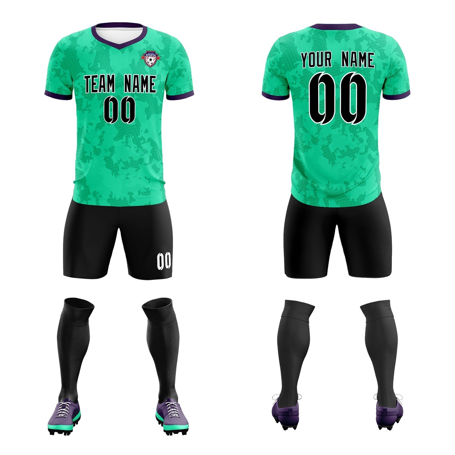 Custom Neon Green Camo sports Soccer Tops/Sets Jersey