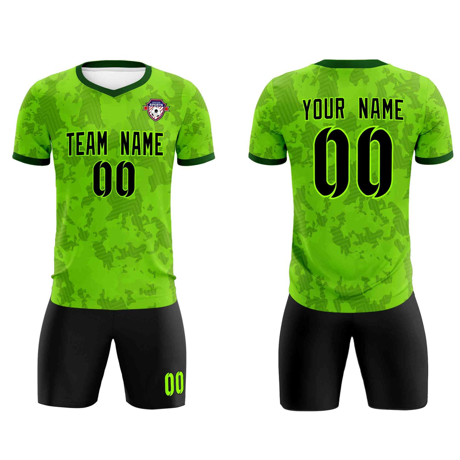 Custom Green Camo sports Soccer Tops/Sets Jersey