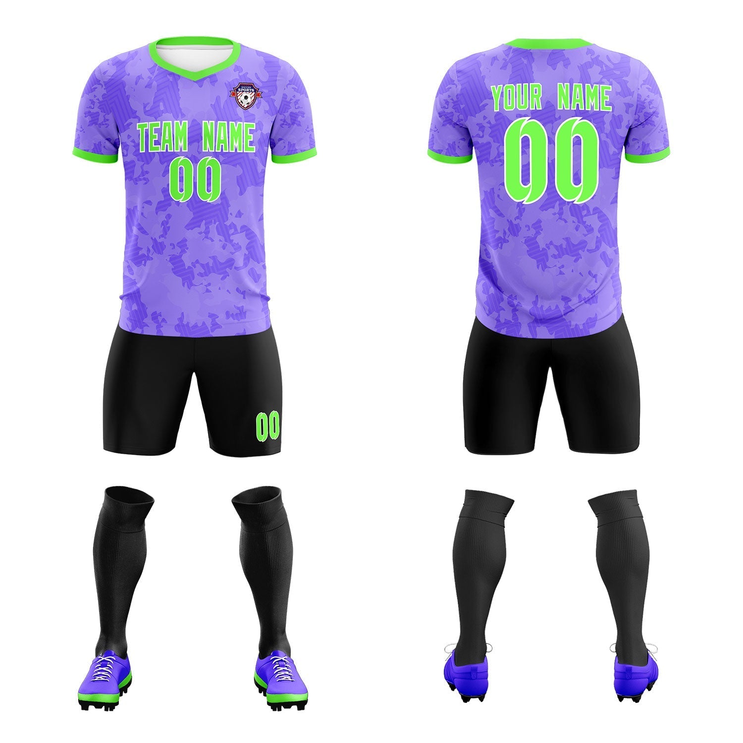 Custom Light Purple Camo sports Soccer Tops/Sets Jersey