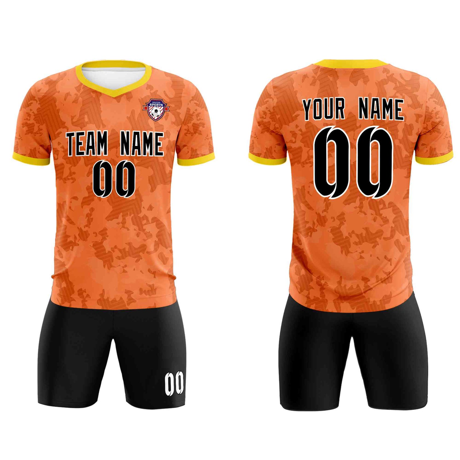 Custom Orange Camo sports Soccer Tops/Sets Jersey