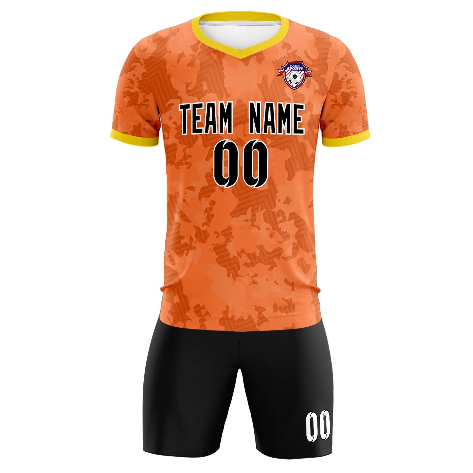 Custom Orange Camo sports Soccer Tops/Sets Jersey