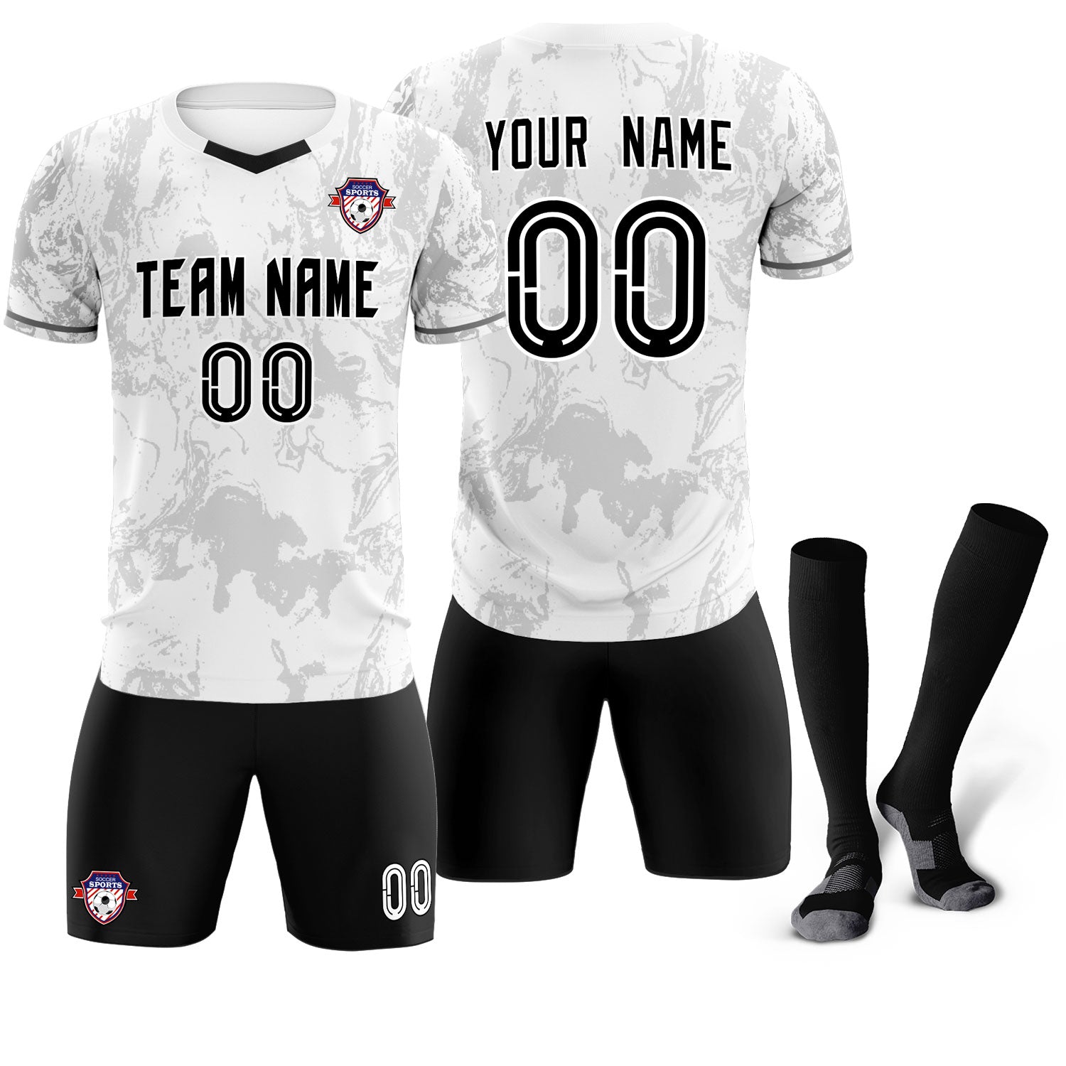 Custom White Classic Graffiti Pattern Sportswear Soccer Tops/Sets Jersey