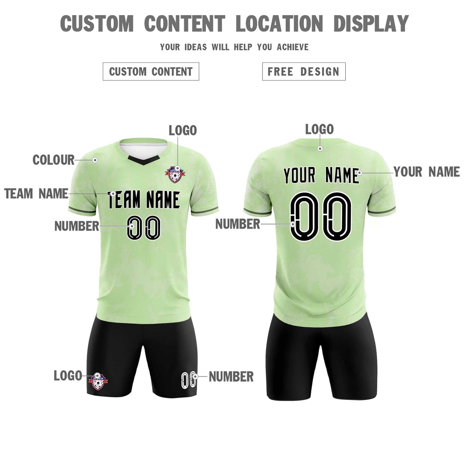 Custom Green Classic Graffiti Pattern Sportswear Soccer Tops/Sets Jersey
